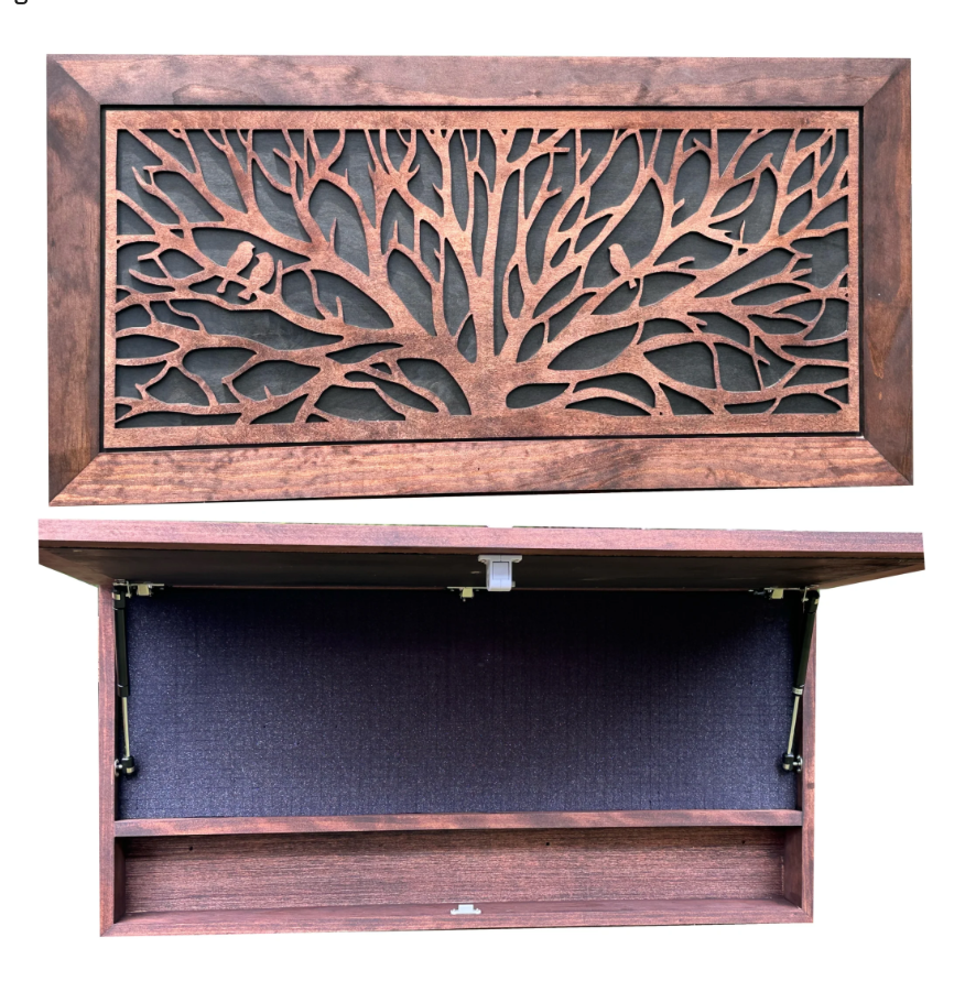 Large Hidden Gun Storage Cabinet Tree of Life, wall decor – birds in a tree concealed gun cabinet-Bluelinescg Safety and Security Products and Services