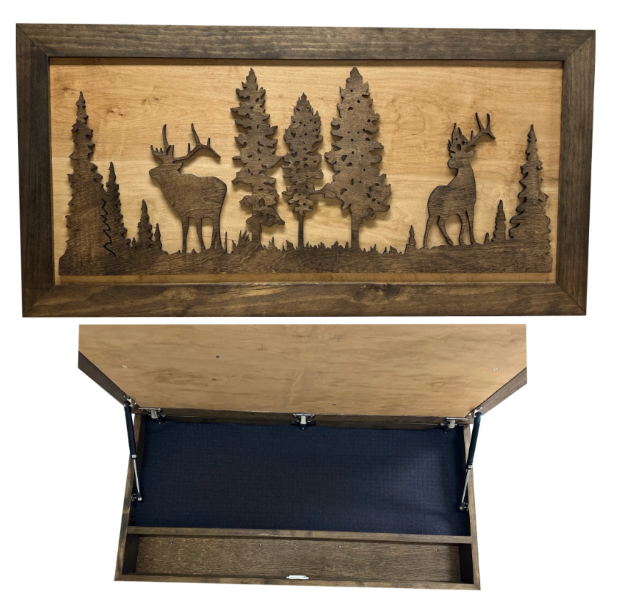 Large Hidden Gun Storage Cabinet Wall Decor – Deer and Moose in the Woods Scene-Bluelinescg Safety and Security Products and Services