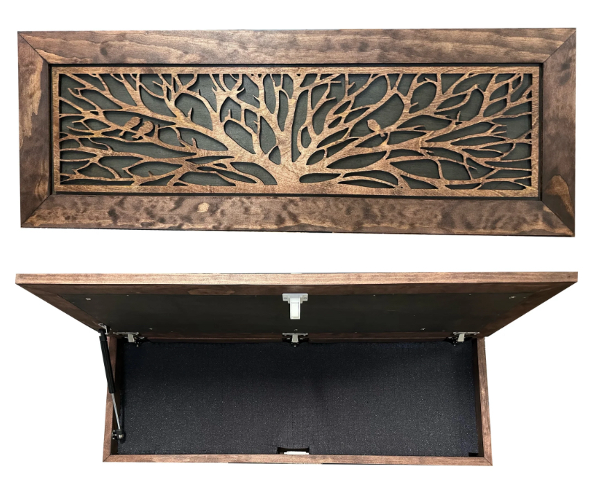 Large Wood Hidden Gun Cabinet Birds in a Tree Wall Decoration - Hidden Gun Safe to securely store your gun in plain sight-Bluelinescg Safety and Security Products and Services
