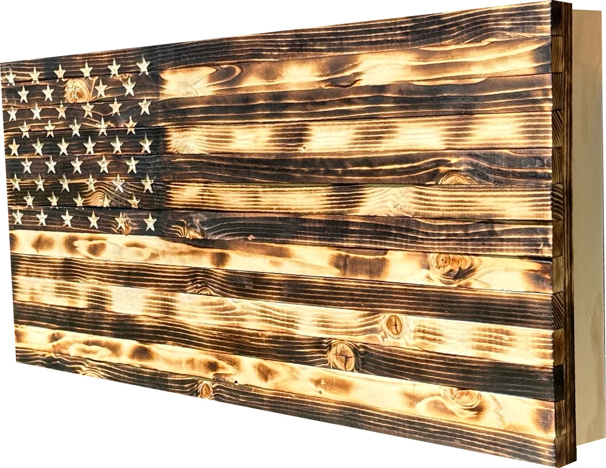 Large Burnt American Flag Hidden Gun Storage Cabinet (Burnt)-Bluelinescg Safety and Security Products and Services