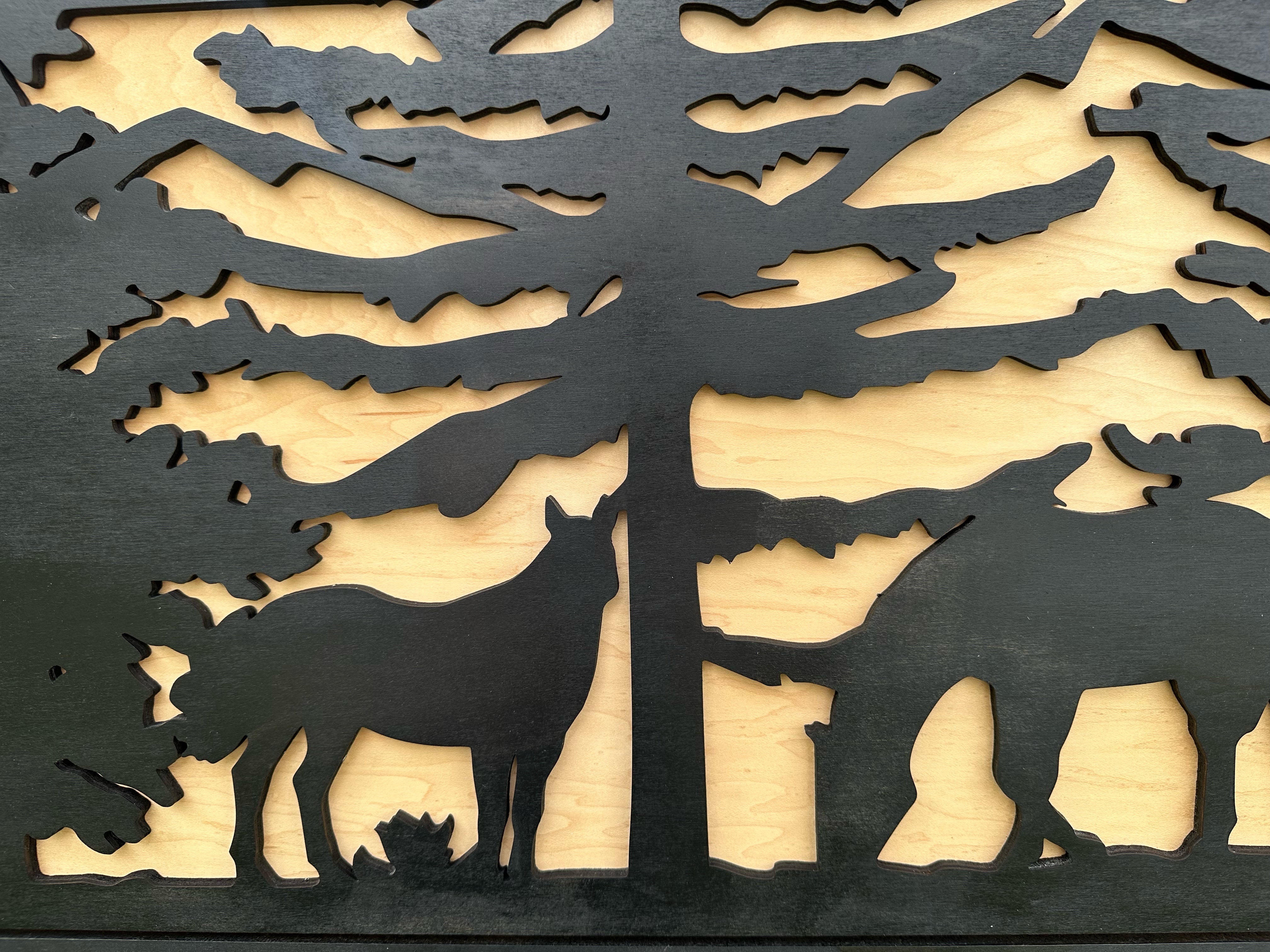 Large Hidden Gun Storage Cabinet Horse Scene Wall Decor - Two Horses Together-Bluelinescg Safety and Security Products and Services