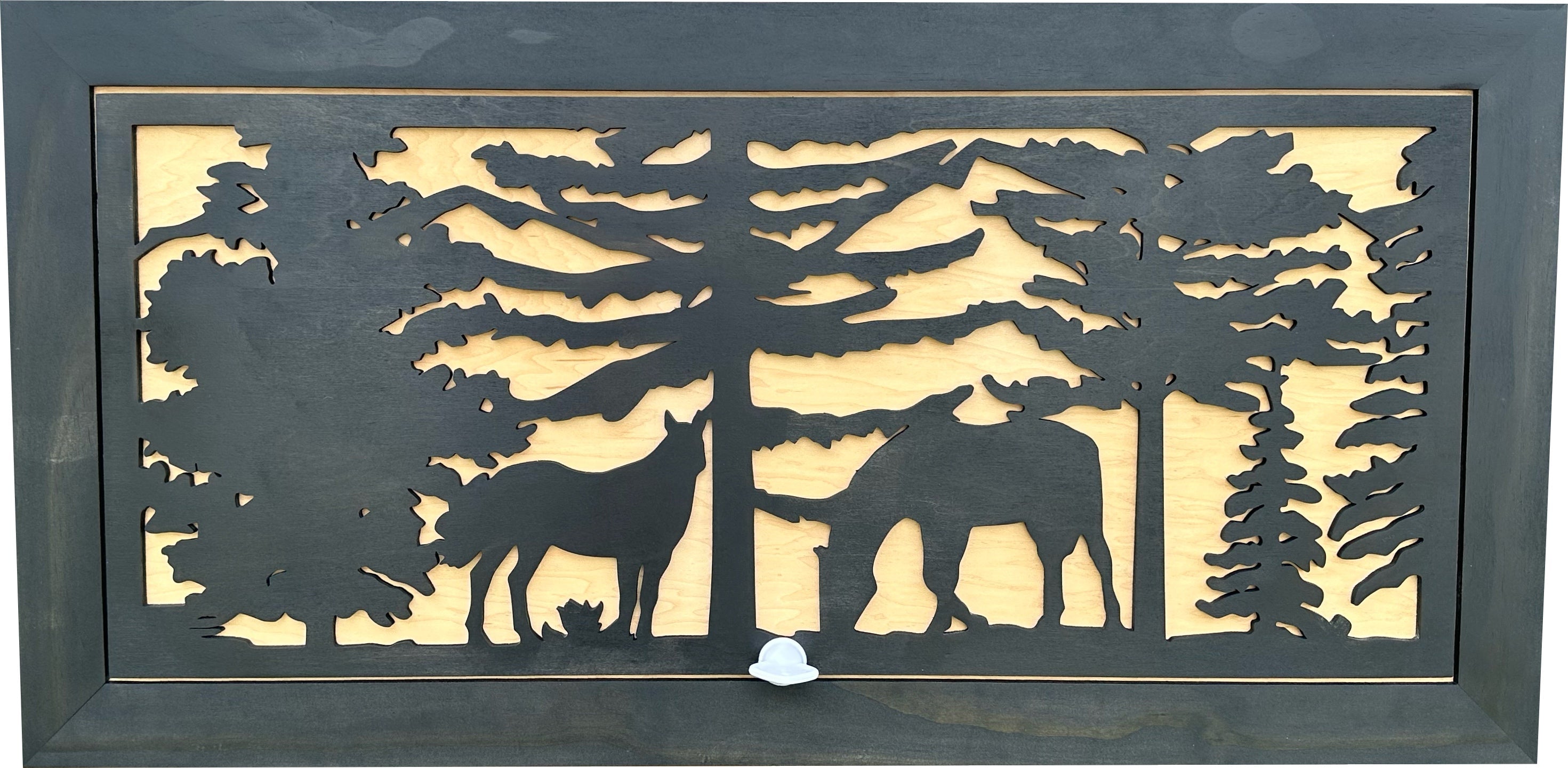 Large Hidden Gun Storage Cabinet Horse Scene Wall Decor - Two Horses Together-Bluelinescg Safety and Security Products and Services