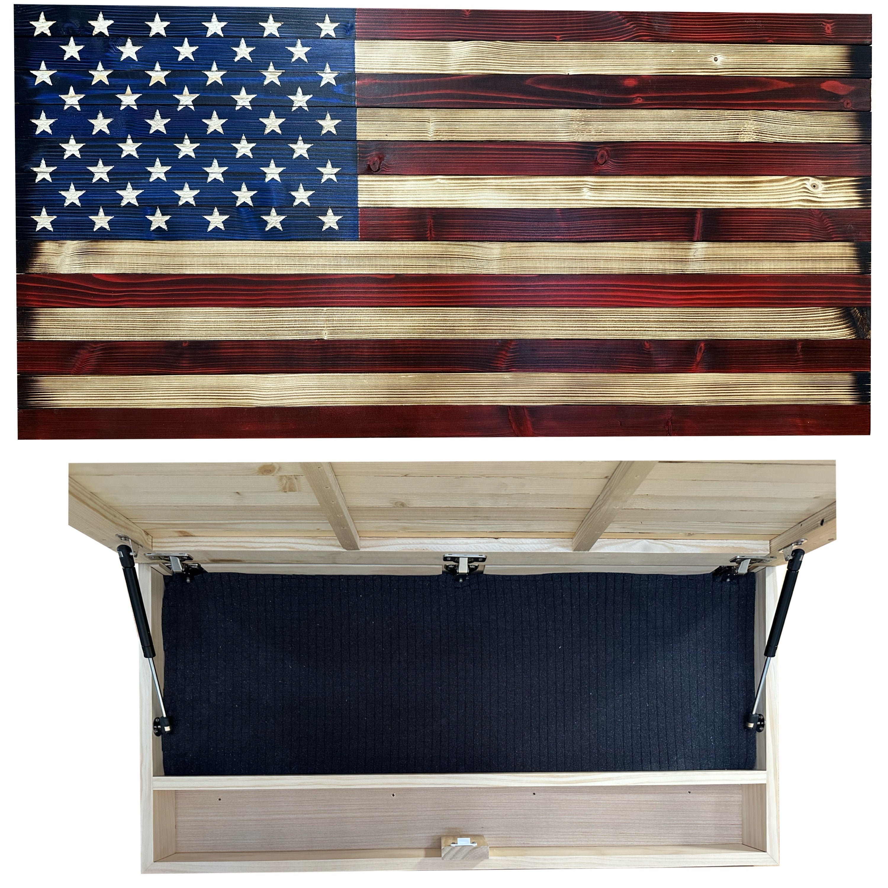 Large American Flag Hidden Gun Storage Cabinet (Red and Blue)-Bluelinescg Safety and Security Products and Services