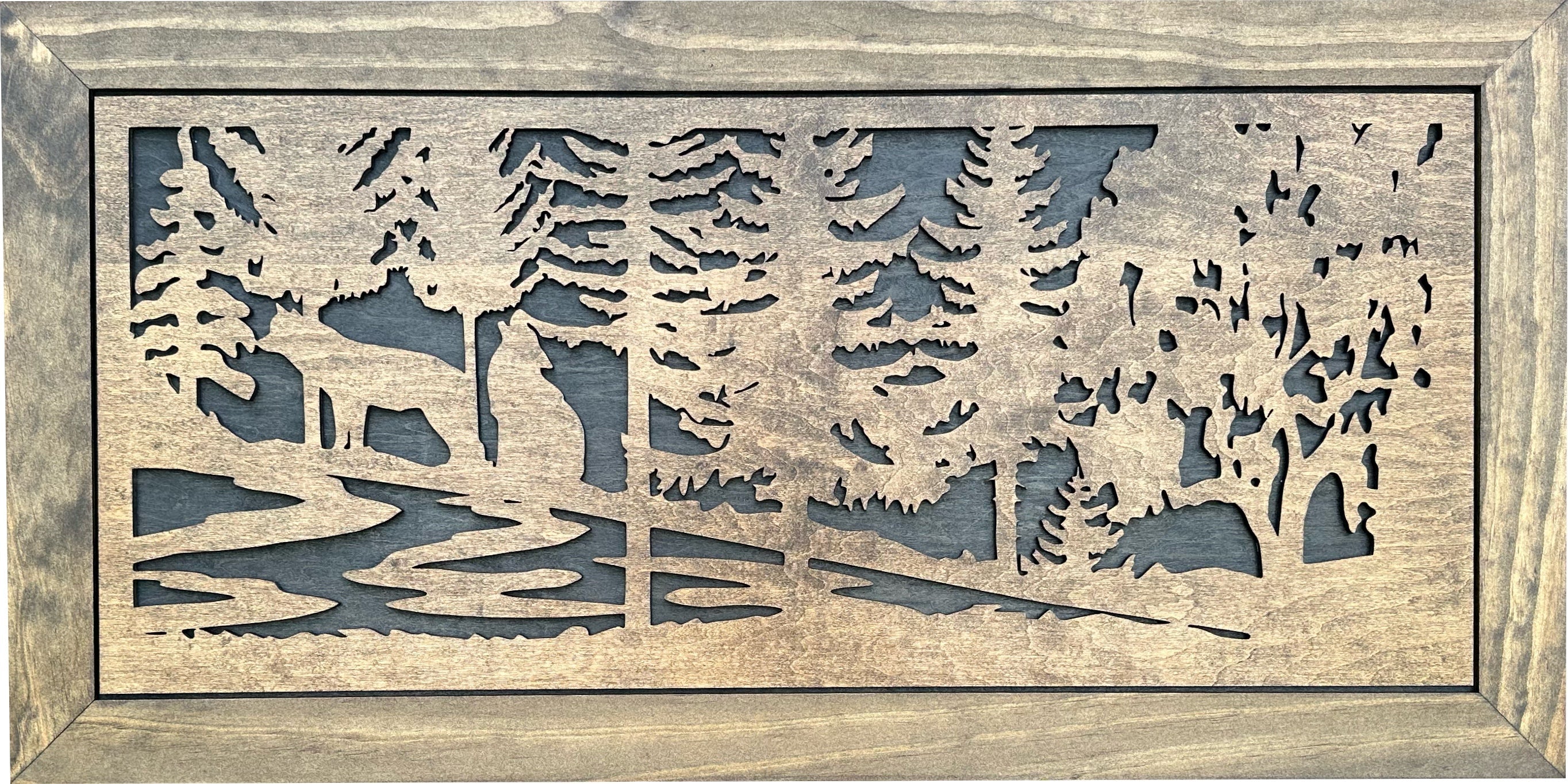 Large Hidden Gun Storage Cabinet Wolf Scene Wall Decor - Wolves In The Woods-Bluelinescg Safety and Security Products and Services