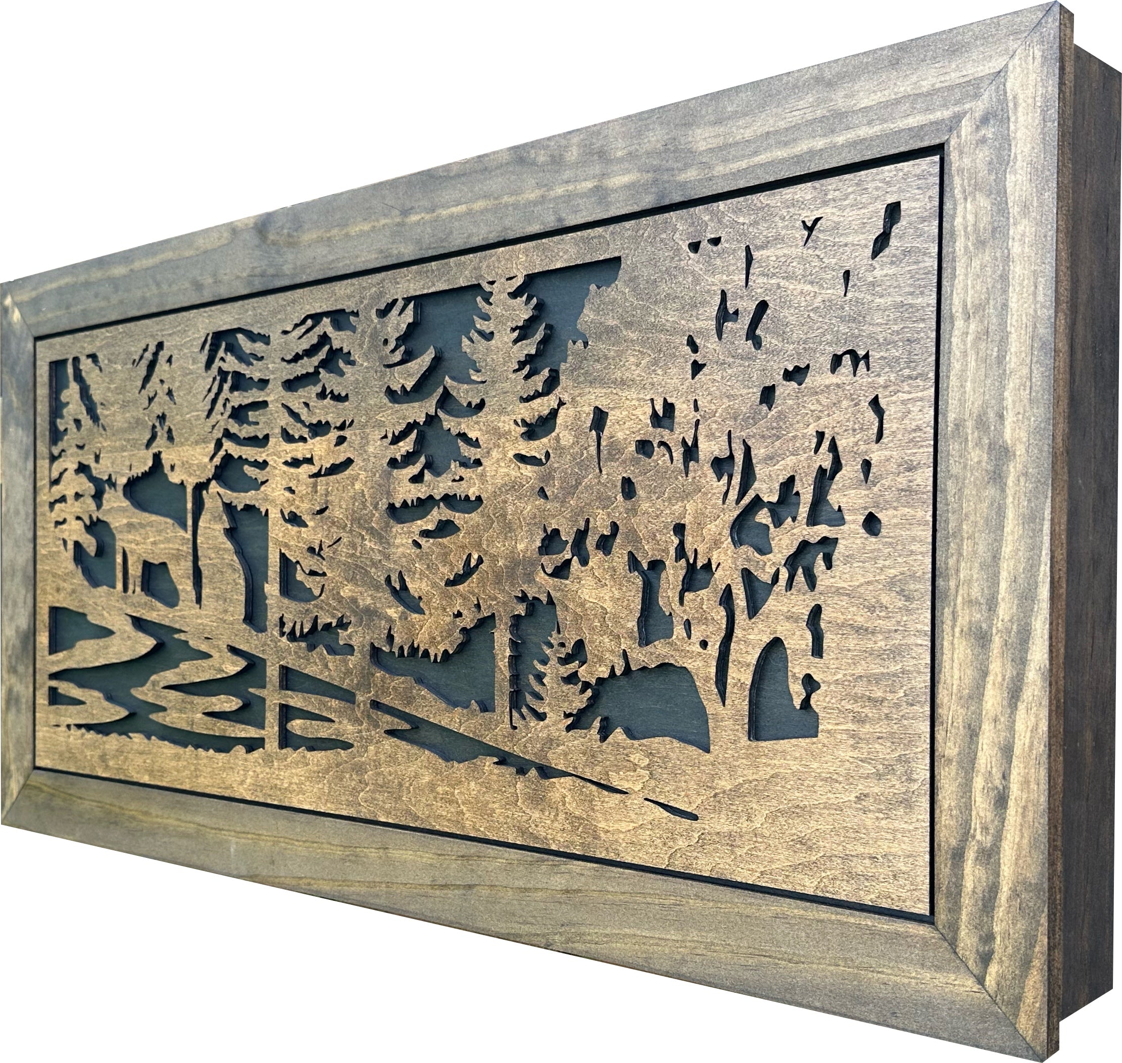 Large Hidden Gun Storage Cabinet Wolf Scene Wall Decor - Wolves In The Woods-Bluelinescg Safety and Security Products and Services