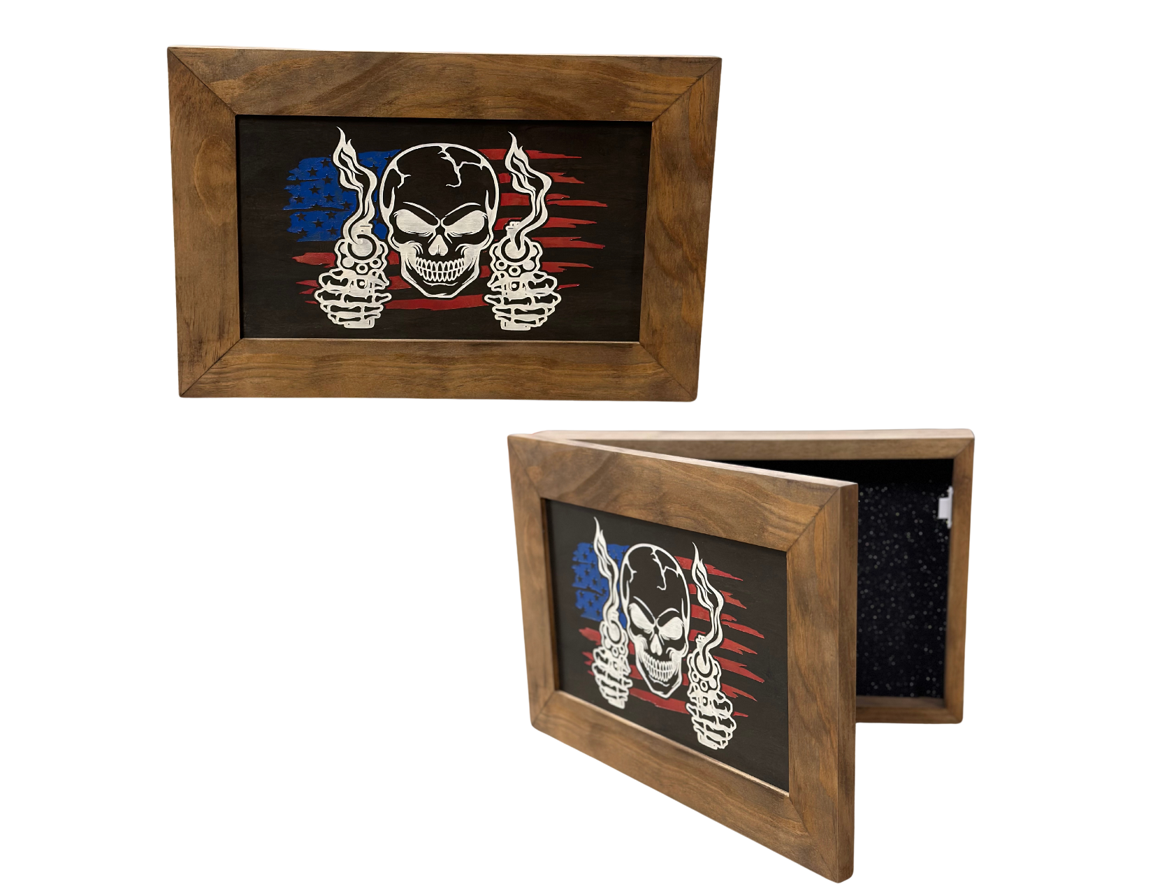 Flag Skull Gun Safe - Wall Mounted Decorative Secure Gun Cabinet-Bluelinescg Safety and Security Products and Services