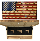 Large American Flag Challenge Coin, Cisplay and Hidden Gun Cabinet, Military Coin Holder holds 100 coins and is ready to hang, Large US Flag patriotic art-Bluelinescg Safety and Security Products and Services