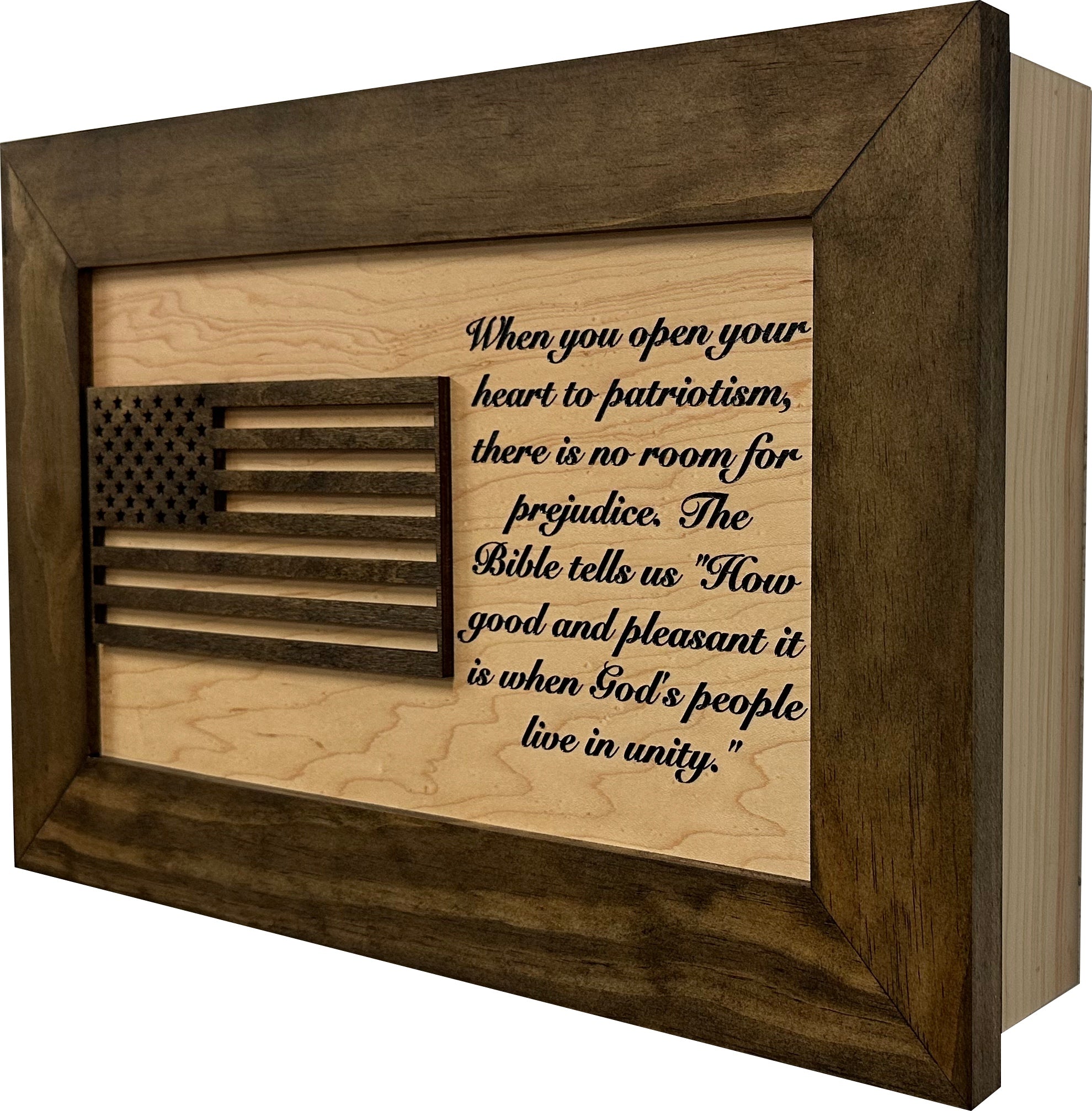 American Flag & Patriotism Decorative & Secure Wall-Mounted Gun Cabinet (Jacobean & Natural)-Bluelinescg Safety and Security Products and Services