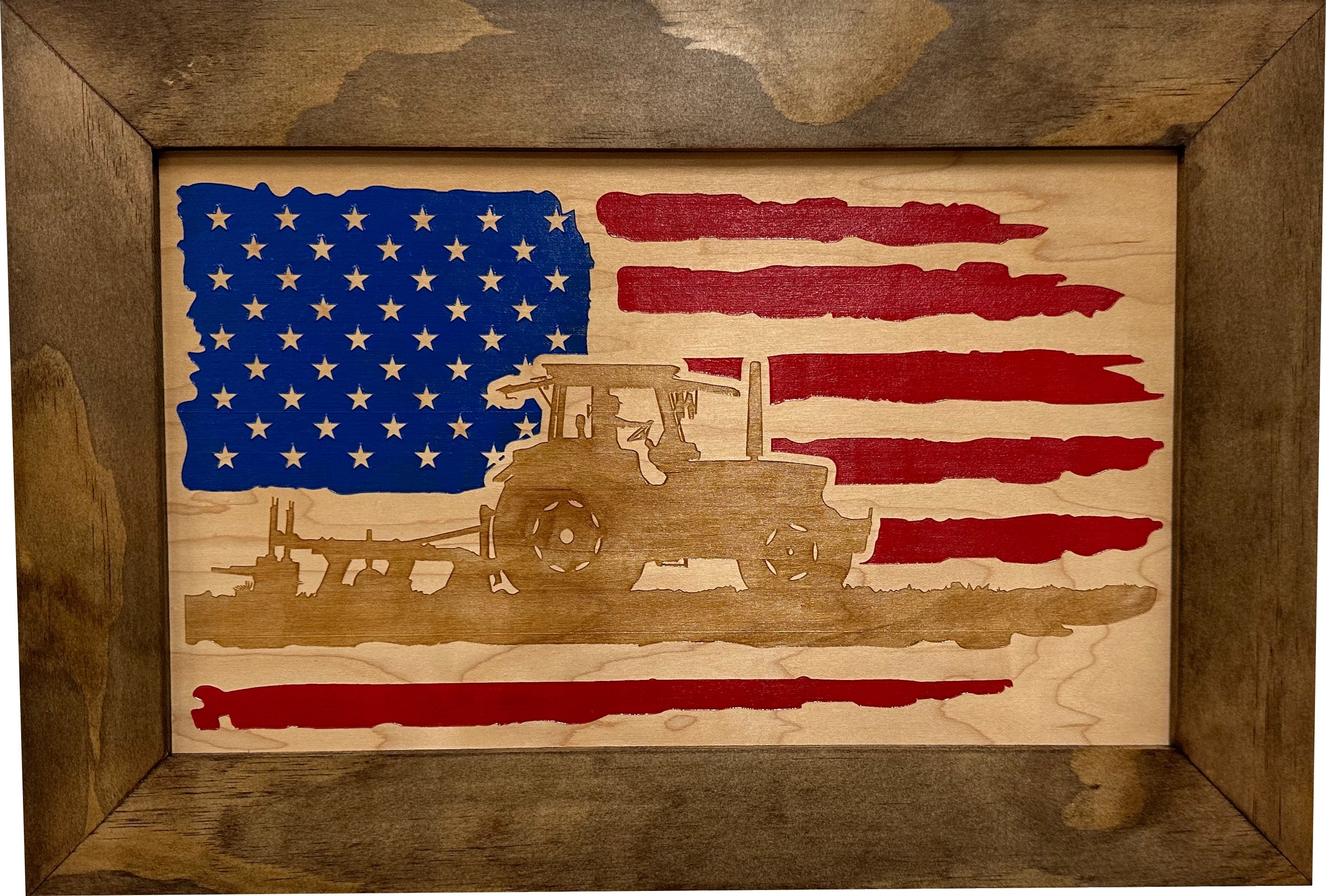 Locking Gun Cabinet Wall Mounted with American Flag and Farmer Patriotic Decorative Front-Bluelinescg Safety and Security Products and Services