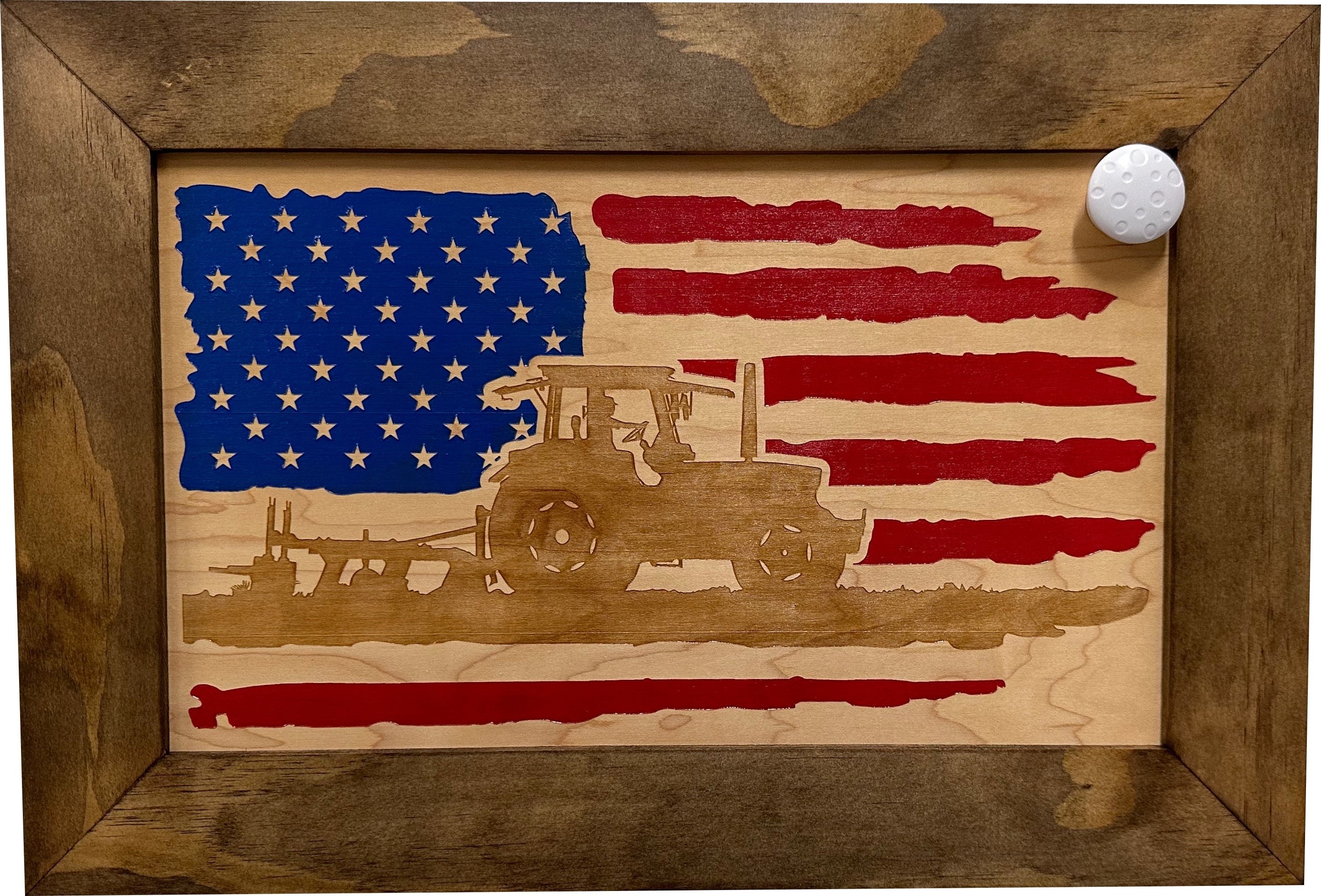 Locking Gun Cabinet Wall Mounted with American Flag and Farmer Patriotic Decorative Front-Bluelinescg Safety and Security Products and Services