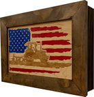 Locking Gun Cabinet Wall Mounted with American Flag and Farmer Patriotic Decorative Front-Bluelinescg Safety and Security Products and Services