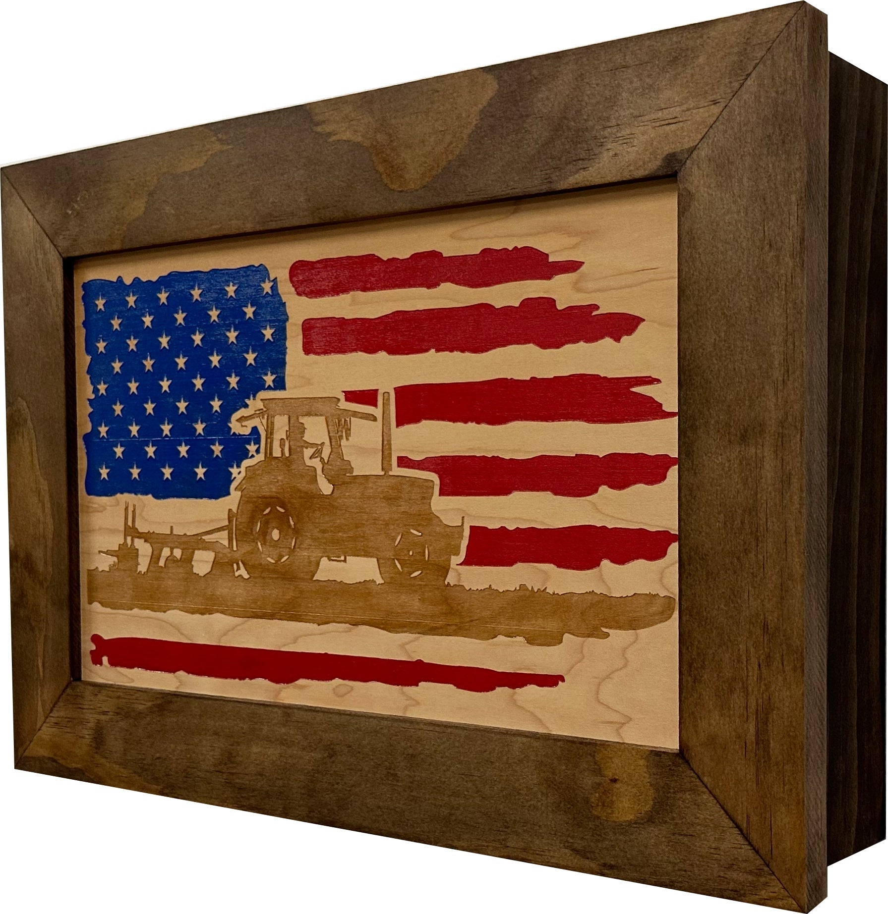 Locking Gun Cabinet Wall Mounted with American Flag and Farmer Patriotic Decorative Front-Bluelinescg Safety and Security Products and Services