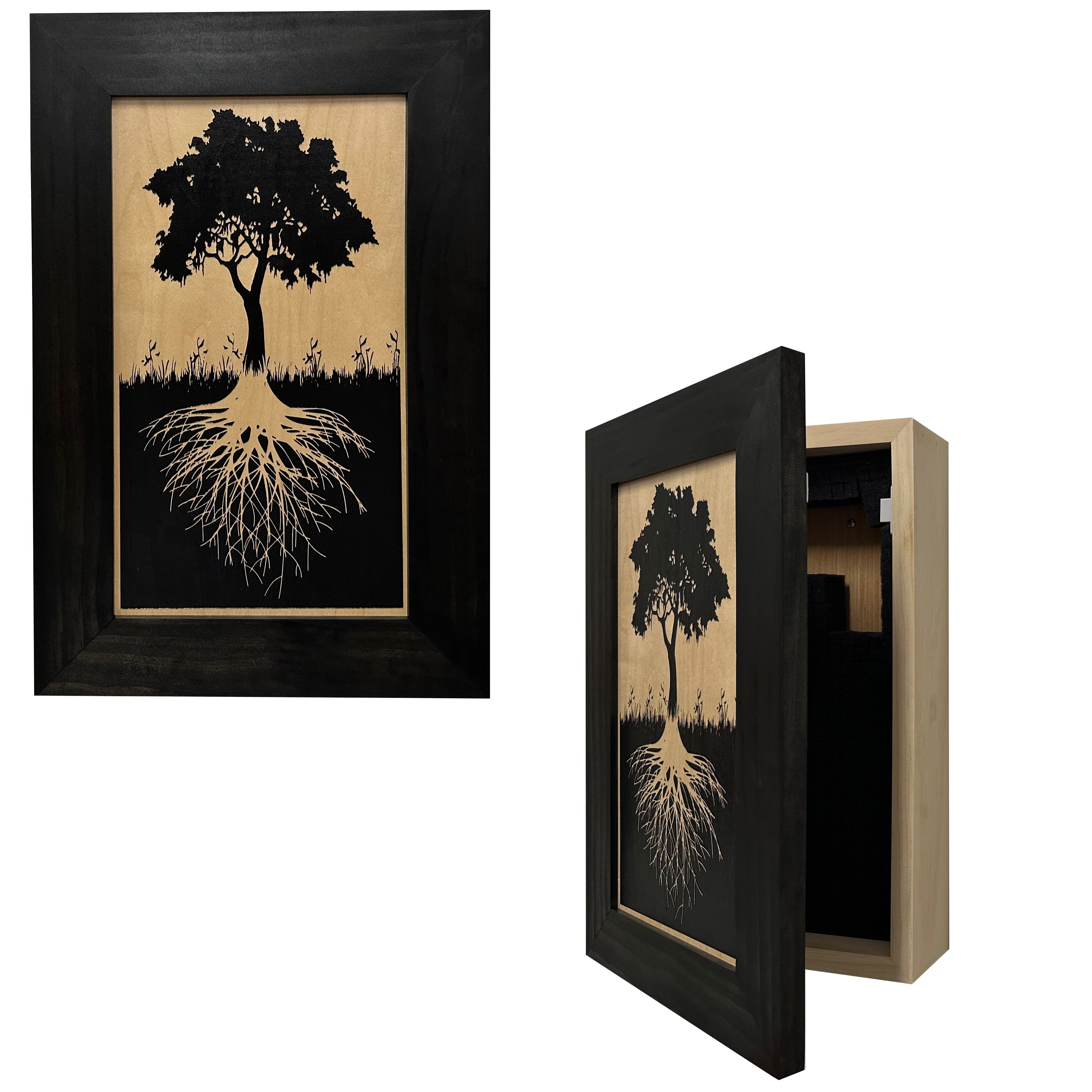 Hidden Gun Storage Tree Roots Silhouette Concealment Shelf-Bluelinescg Safety and Security Products and Services