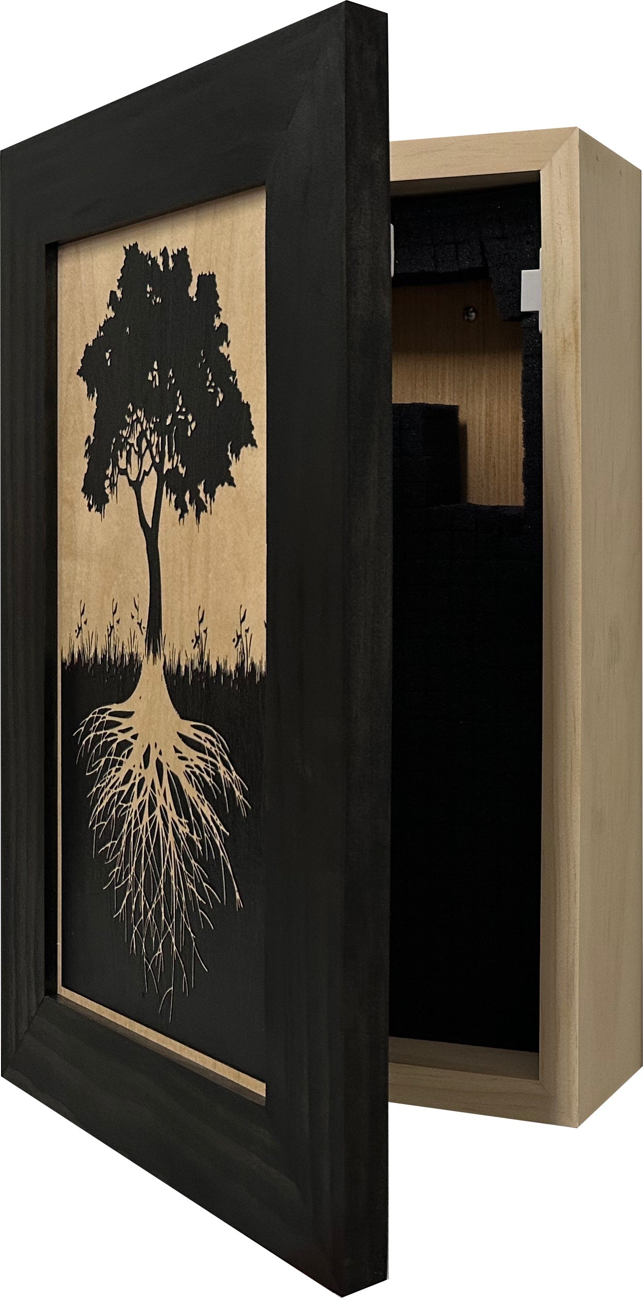 Hidden Gun Storage Tree Roots Silhouette Concealment Shelf-Bluelinescg Safety and Security Products and Services