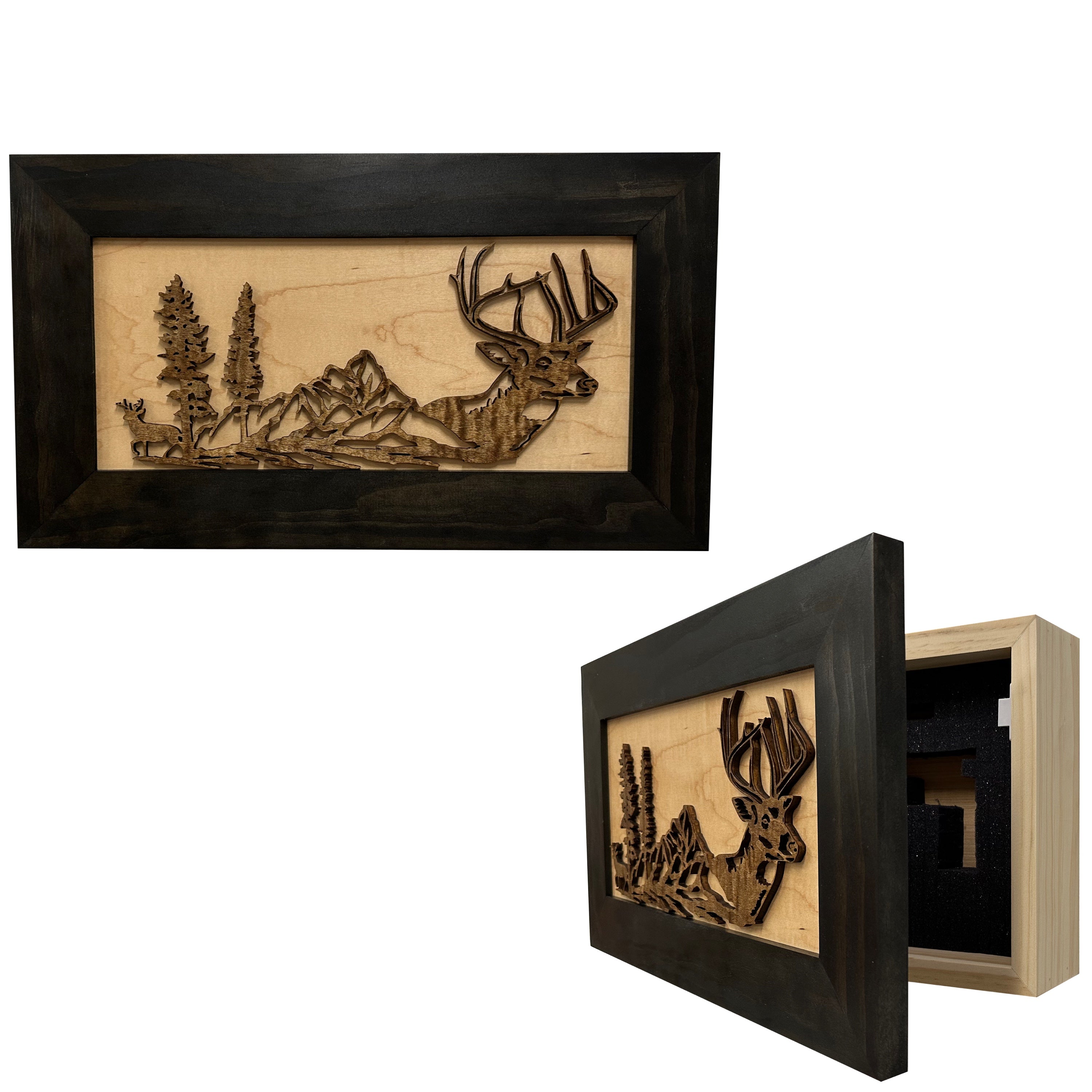 Decorative Secure Gun Cabinet with Deer Scene - Wall-Mounted Gun Safe To Securely Store Your Personal Protection-Bluelinescg Safety and Security Products and Services