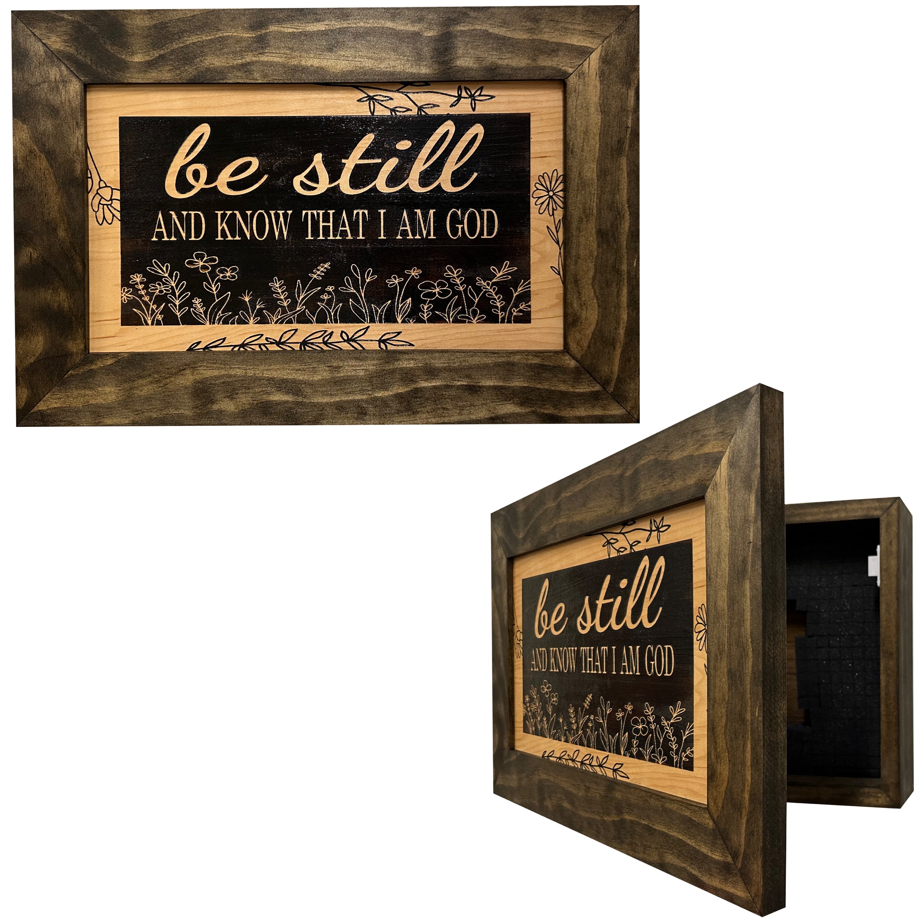 Bible Verse Decorative & Secure Wall-Mounted Gun Cabinet - Be Still and Know That I am God Psalm 46:10 Gun Safe-Bluelinescg Safety and Security Products and Services