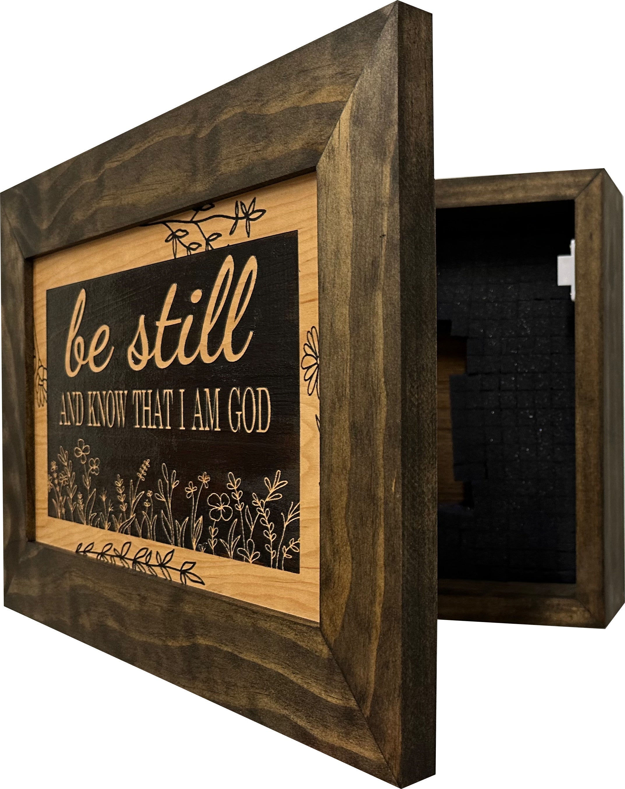 Bible Verse Decorative & Secure Wall-Mounted Gun Cabinet - Be Still and Know That I am God Psalm 46:10 Gun Safe-Bluelinescg Safety and Security Products and Services