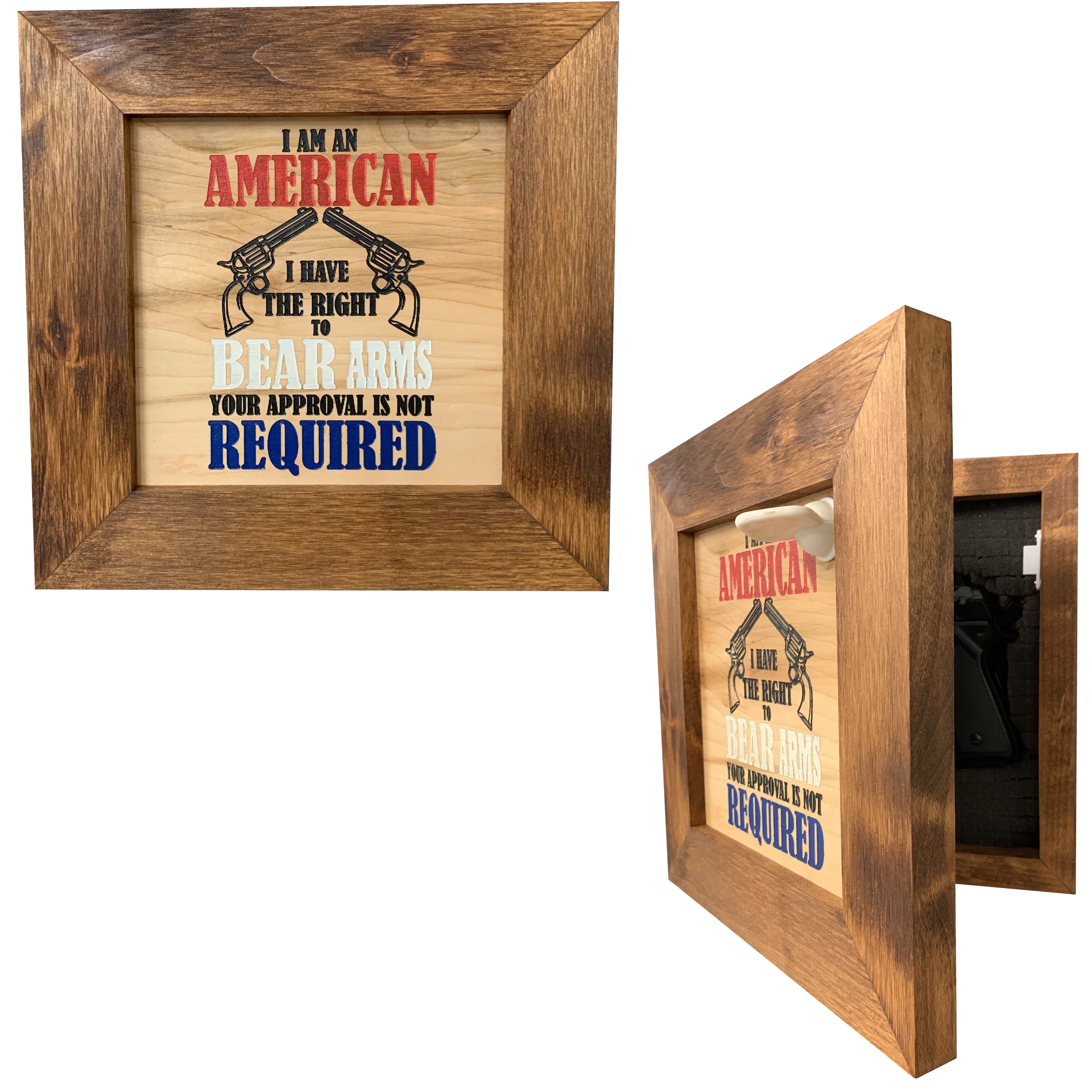 Patriotic 2nd Amendment I Have The Right To Bear Arms Hidden Gun Storage Firearm Concealment Wall Decor-Bluelinescg Safety and Security Products and Services
