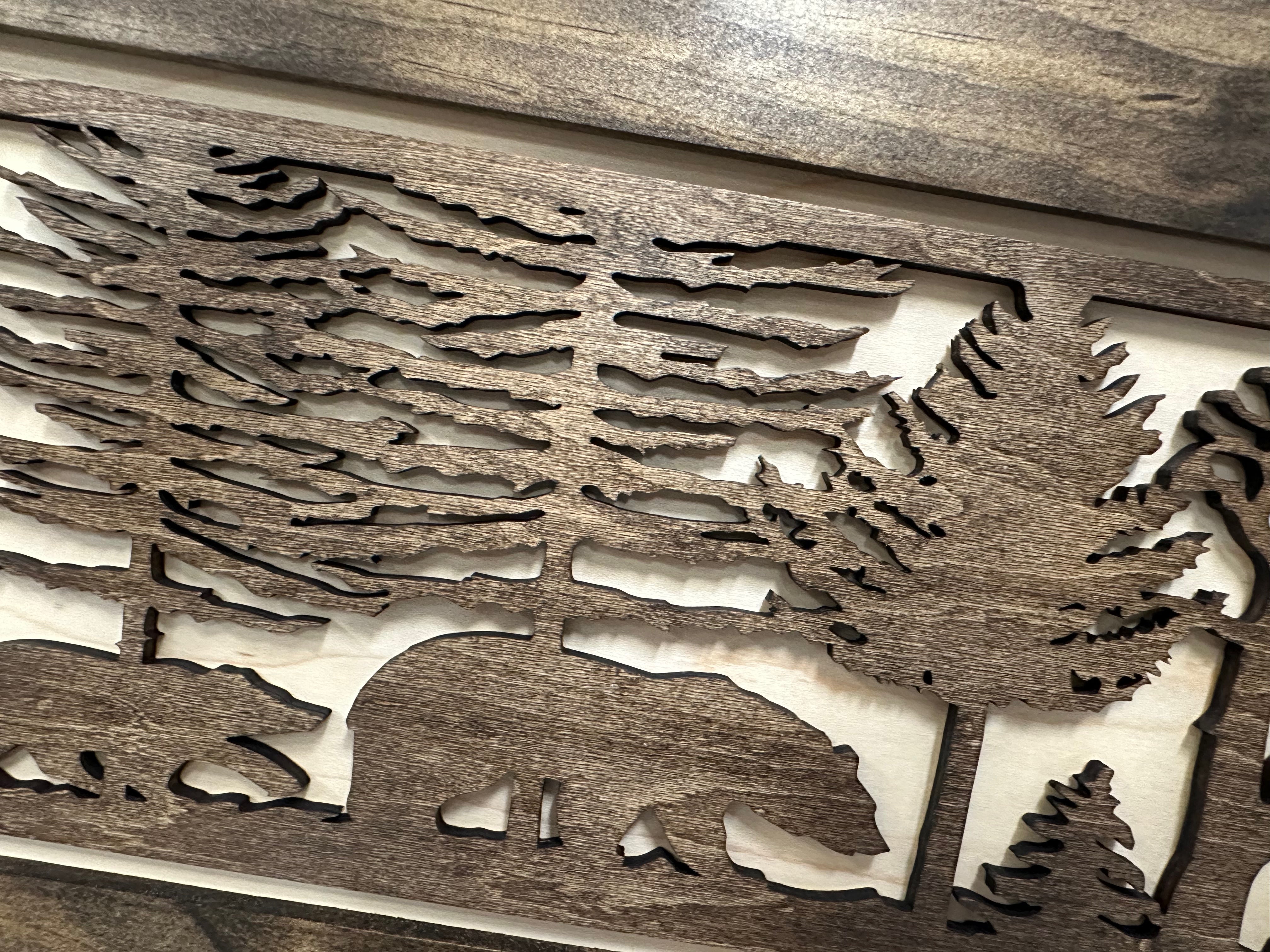 Wood Gun Cabinet Bears In The Woods Wall Decoration - Hidden Gun Safe To Securely Store Your Gun In Plain Sigh-Bluelinescg Safety and Security Products and Services