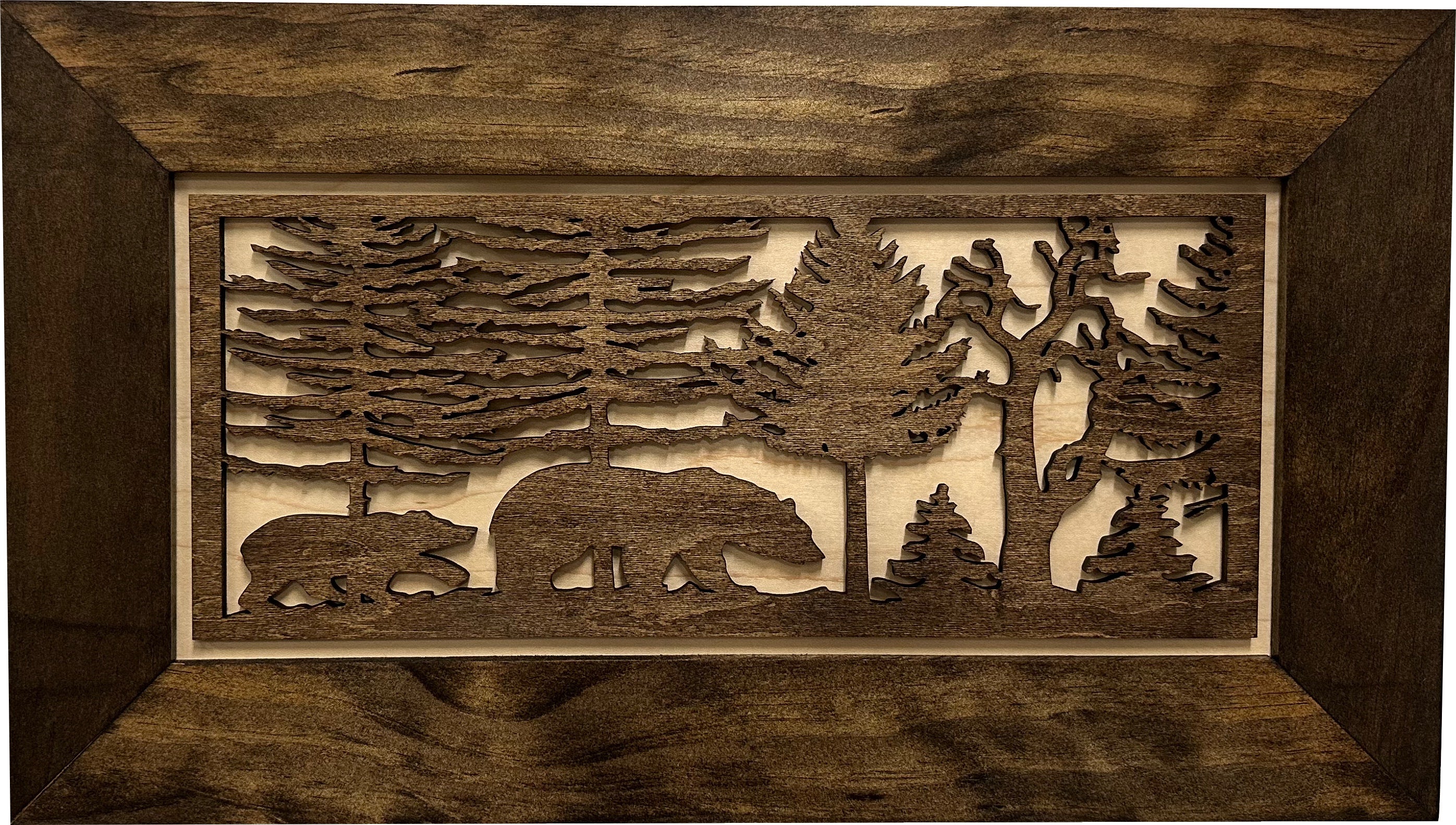 Wood Gun Cabinet Bears In The Woods Wall Decoration - Hidden Gun Safe To Securely Store Your Gun In Plain Sigh-Bluelinescg Safety and Security Products and Services