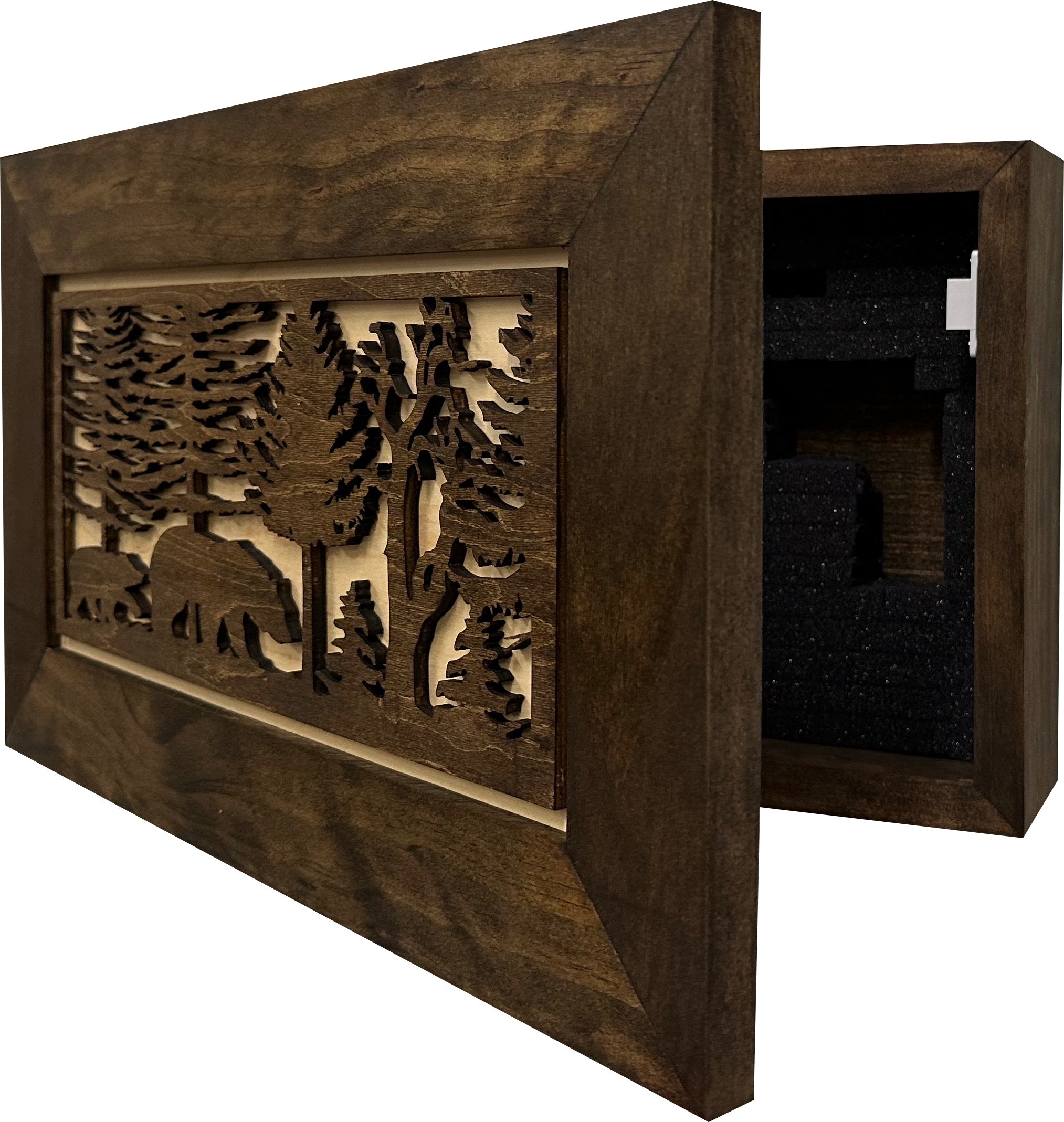 Wood Gun Cabinet Bears In The Woods Wall Decoration - Hidden Gun Safe To Securely Store Your Gun In Plain Sigh-Bluelinescg Safety and Security Products and Services