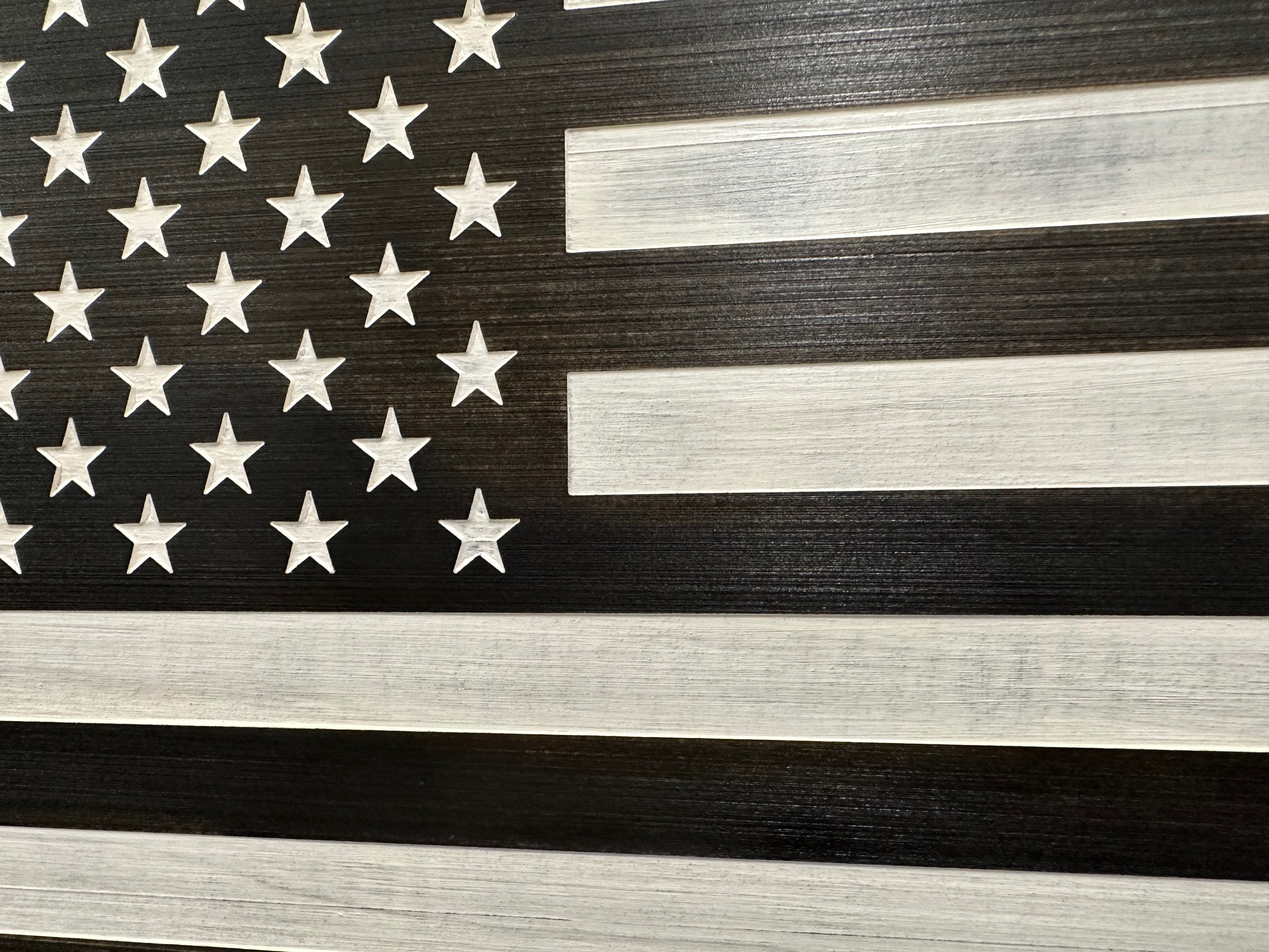 American Flag Decorative & Secure Wall-Mounted Gun Cabinet (Black & White Distressed)-Bluelinescg Safety and Security Products and Services