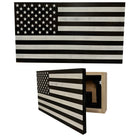 American Flag Decorative & Secure Wall-Mounted Gun Cabinet (Black & White Distressed)-Bluelinescg Safety and Security Products and Services
