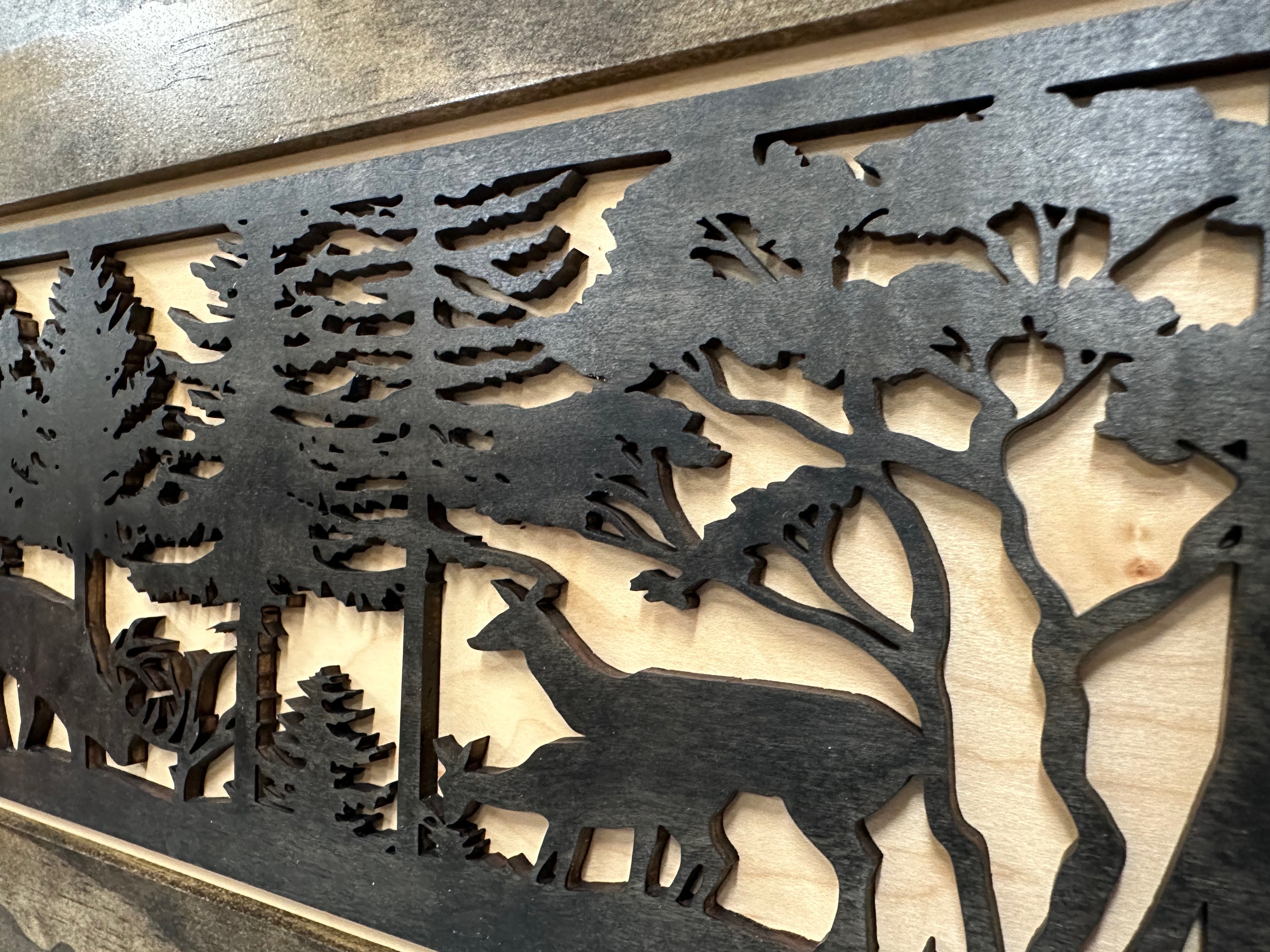 Decorative Deer Scene Wall-Mounted Secure Gun Cabinet - Gun Safe To Securely Store Your Gun & Home Self Defense Gear-Bluelinescg Safety and Security Products and Services