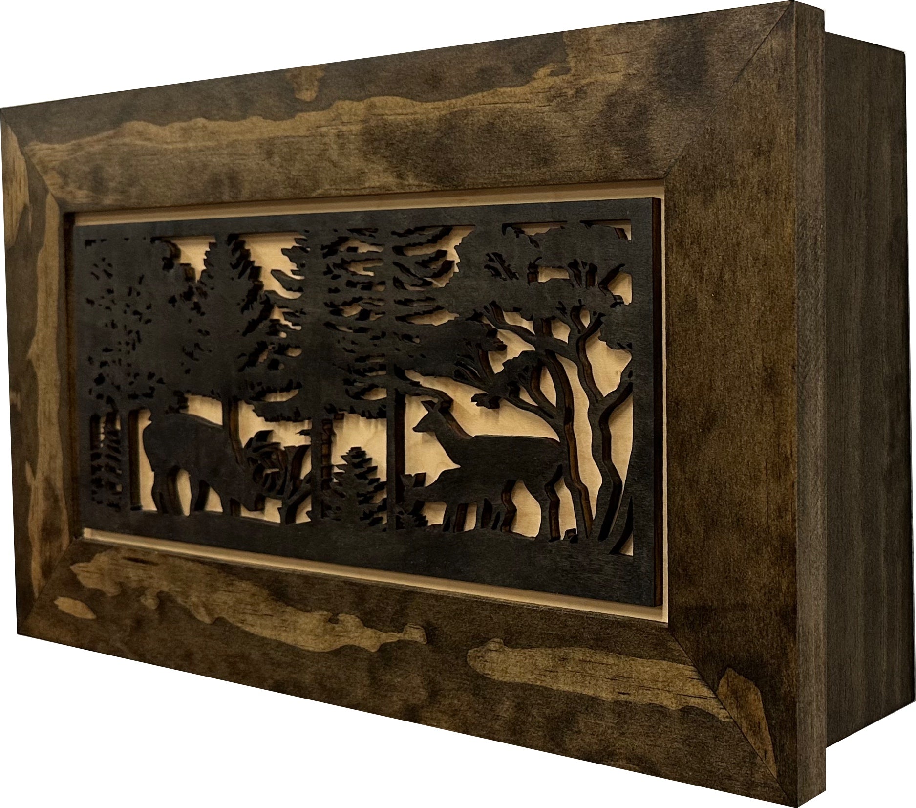 Decorative Deer Scene Wall-Mounted Secure Gun Cabinet - Gun Safe To Securely Store Your Gun & Home Self Defense Gear-Bluelinescg Safety and Security Products and Services