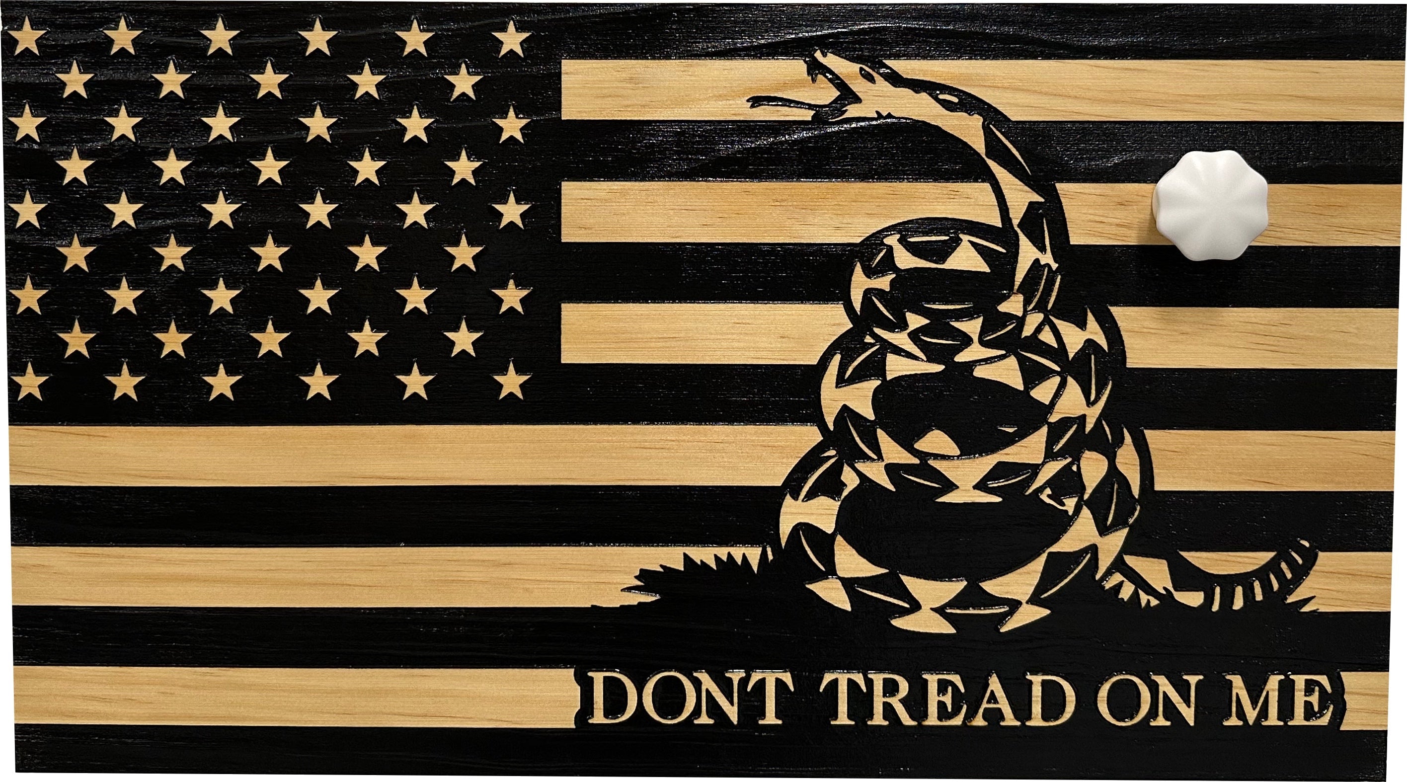 Dont Tread On Me Secure Decorative Wall-Mounted Gun Cabinet (Stripes)-Bluelinescg Safety and Security Products and Services
