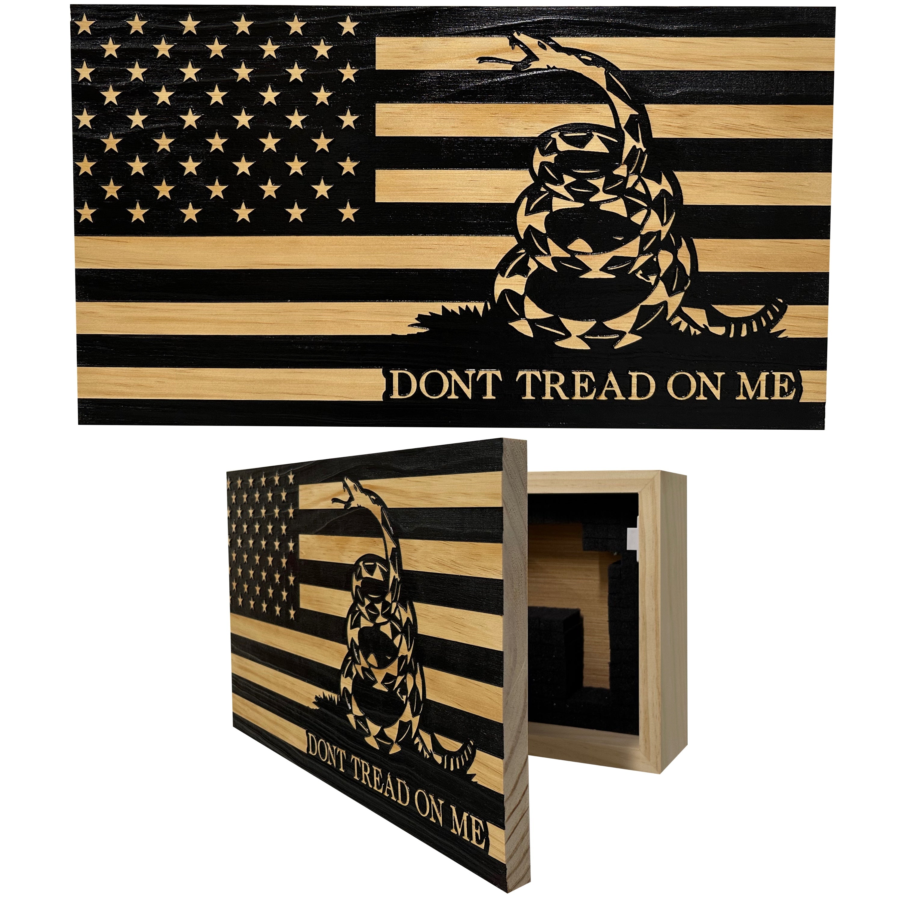 Dont Tread On Me Secure Decorative Wall-Mounted Gun Cabinet (Stripes)-Bluelinescg Safety and Security Products and Services