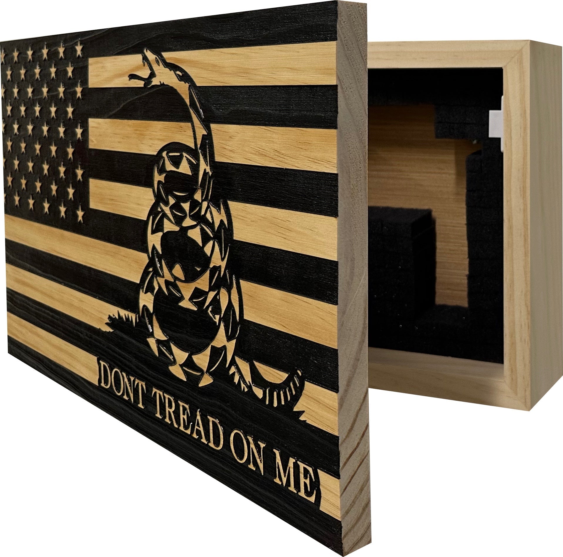 Dont Tread On Me Secure Decorative Wall-Mounted Gun Cabinet (Stripes)-Bluelinescg Safety and Security Products and Services