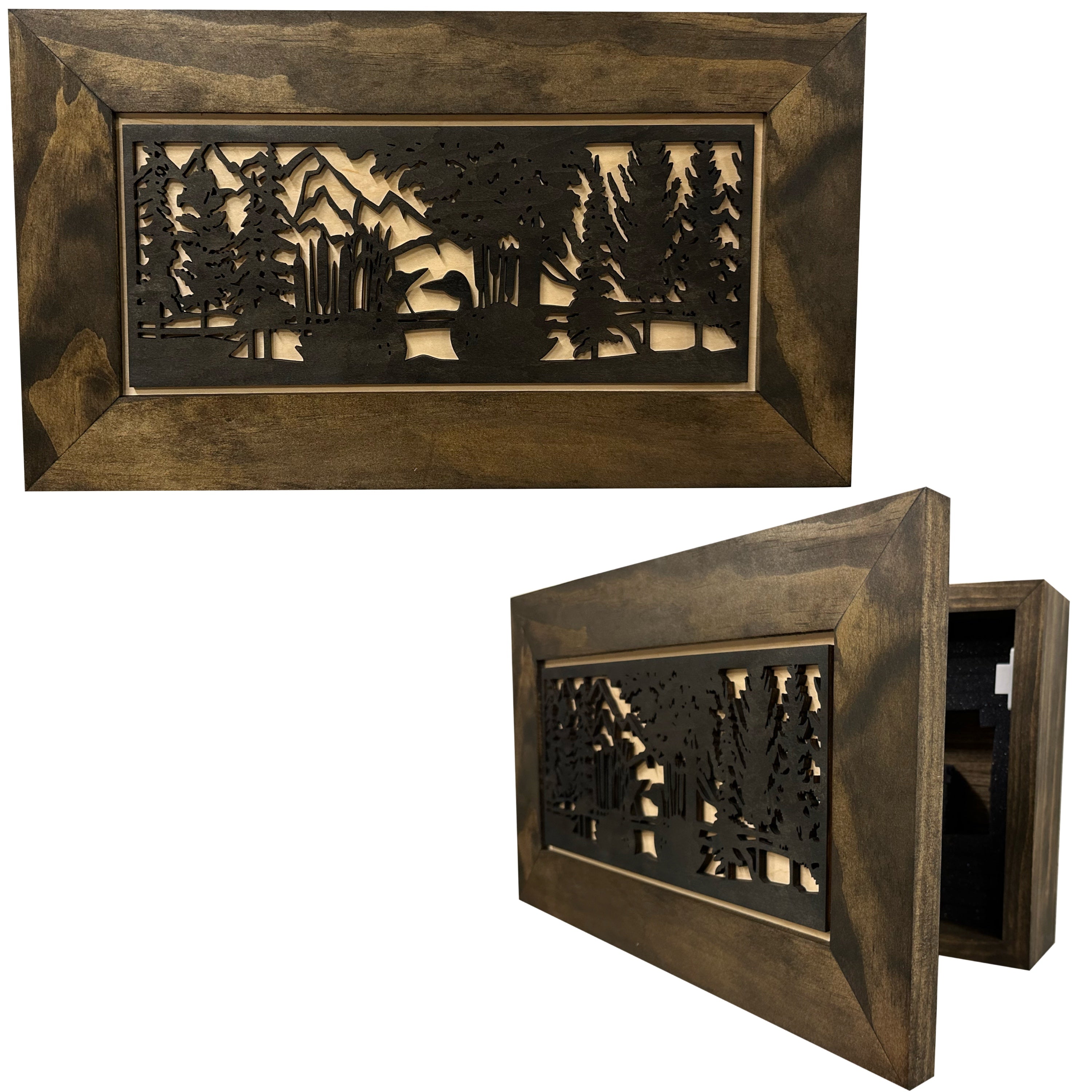 Wood Gun Cabinet Ducks On A Pond Wall Decoration - Hidden Gun Safe To Securely Store Your Gun In Plain Sight by Bellewood Designs-Bluelinescg Safety and Security Products and Services