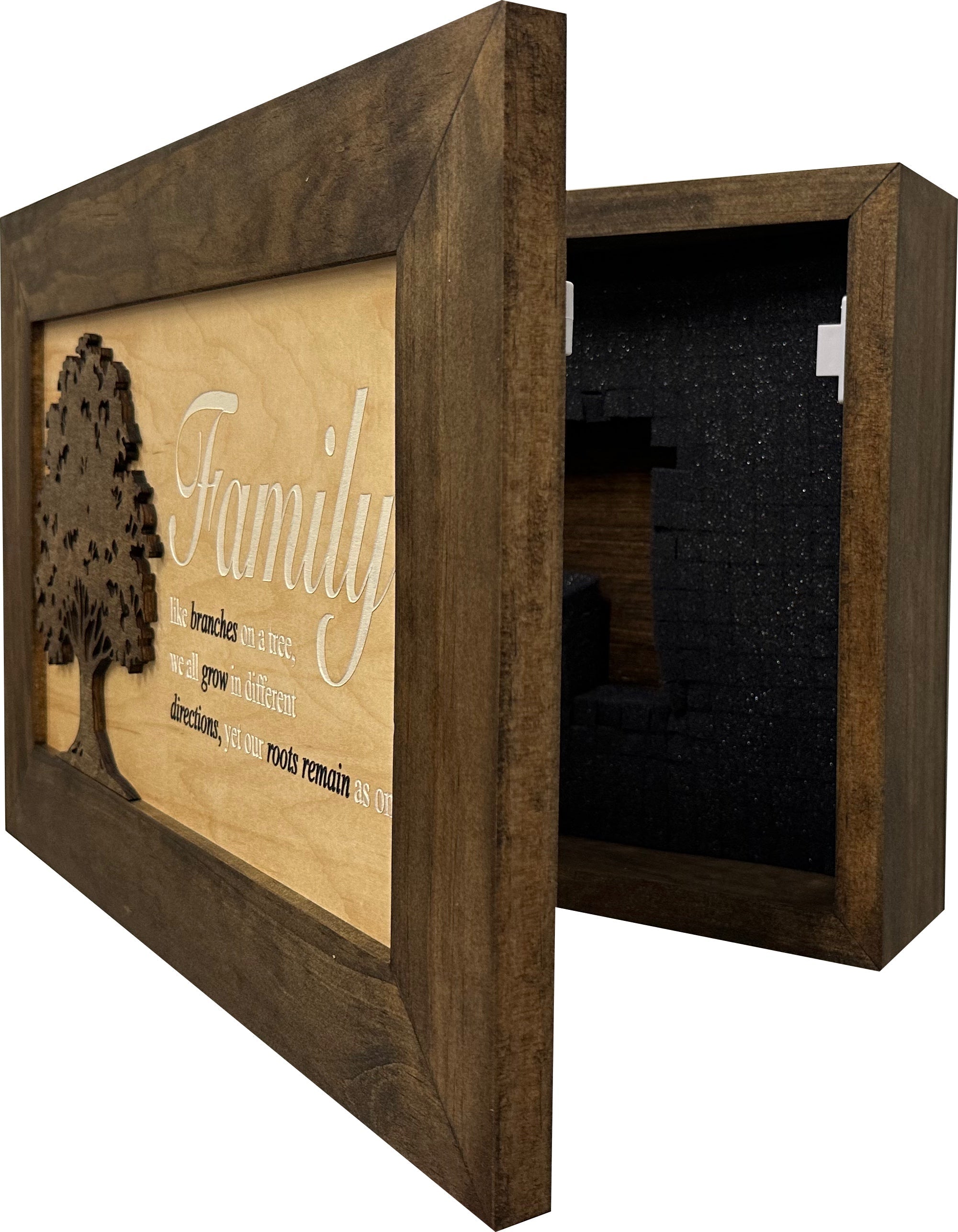 Decorative Secured Gun Storage Cabinet with Family Branches (Dark Walnut)-Bluelinescg Safety and Security Products and Services