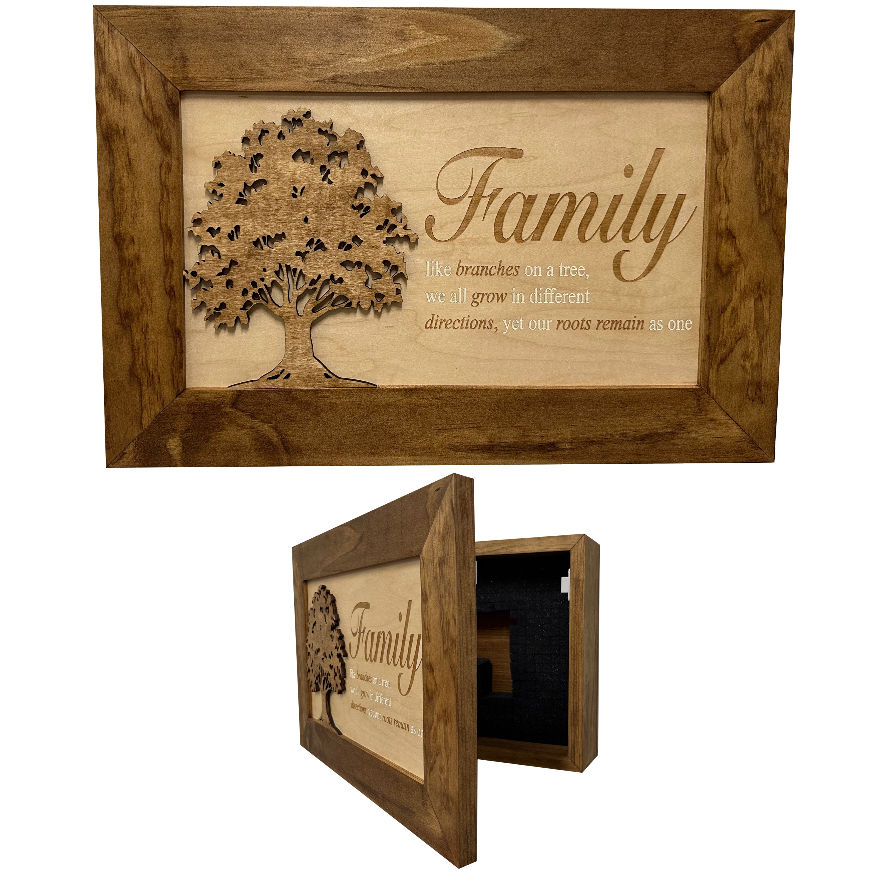 Decorative Secured Gun Storage Cabinet with Family Branches (Early American)-Bluelinescg Safety and Security Products and Services