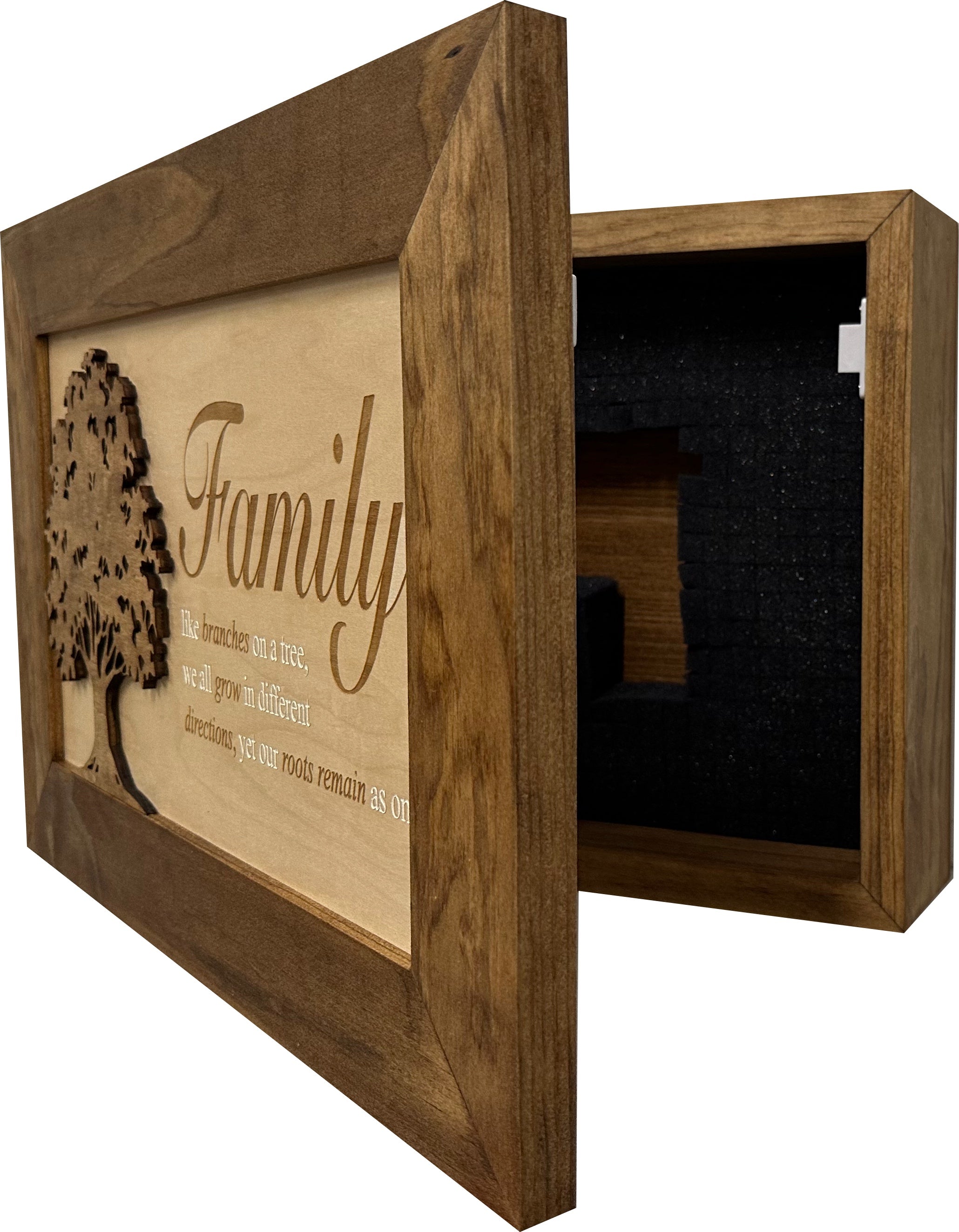 Decorative Secured Gun Storage Cabinet with Family Branches (Early American)-Bluelinescg Safety and Security Products and Services