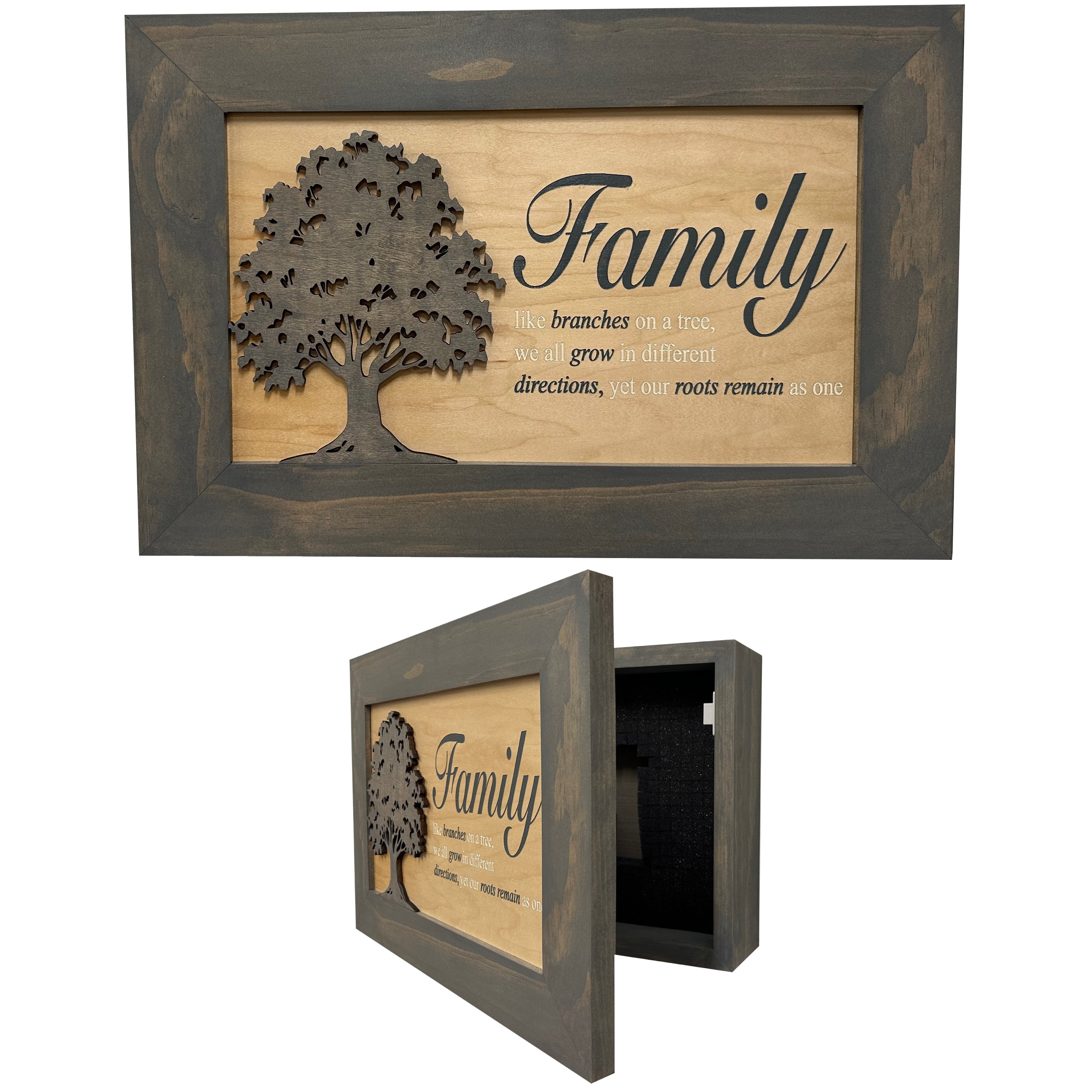 Decorative Secured Gun Storage Cabinet with Family Branches (Gray)-Bluelinescg Safety and Security Products and Services