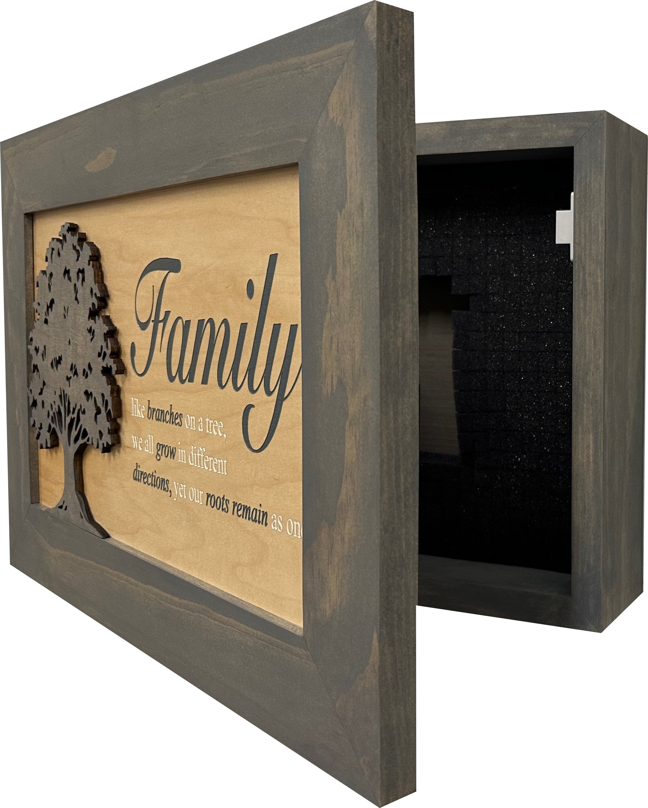 Decorative Secured Gun Storage Cabinet with Family Branches (Gray)-Bluelinescg Safety and Security Products and Services