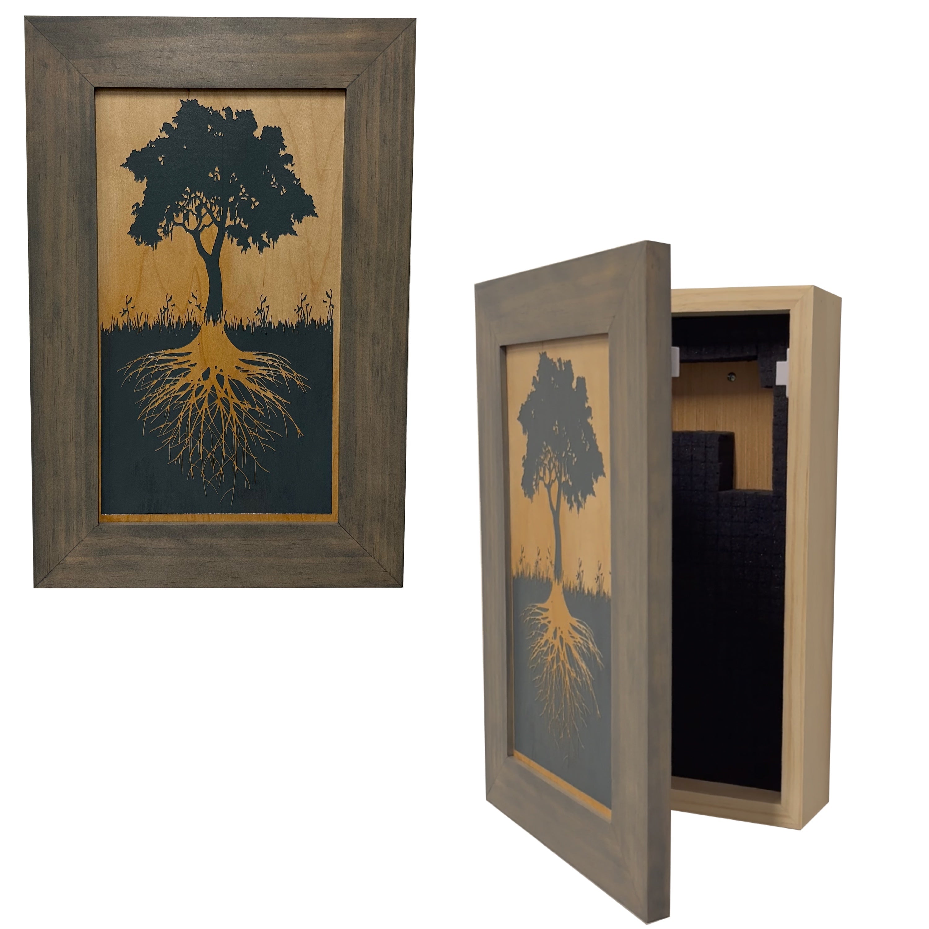 Hidden Gun Storage Tree Roots Silhouette Concealment Shelf-Bluelinescg Safety and Security Products and Services