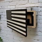 American Flag Decorative & Secure Wall-Mounted Gun Cabinet (Black & White Distressed)-Bluelinescg Safety and Security Products and Services