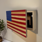 American Flag Decorative & Secure Wall-Mounted Gun Cabinet (Red & Blue)-Bluelinescg Safety and Security Products and Services