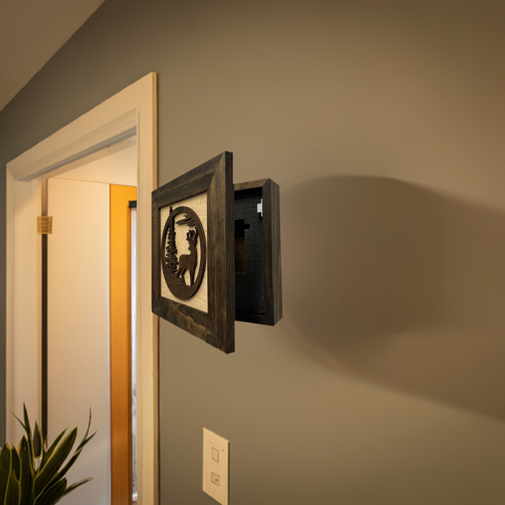 Buck in Nature Decorative Wall-Mounted Gun Cabinet - Gun Safe To Securely Store Your Gun And Other Home Defense Gear-Bluelinescg Safety and Security Products and Services