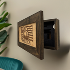 American Flag with Bald Eagle Patriotic Decorative Wall-Mounted Secure Gun Cabinet-Bluelinescg Safety and Security Products and Services