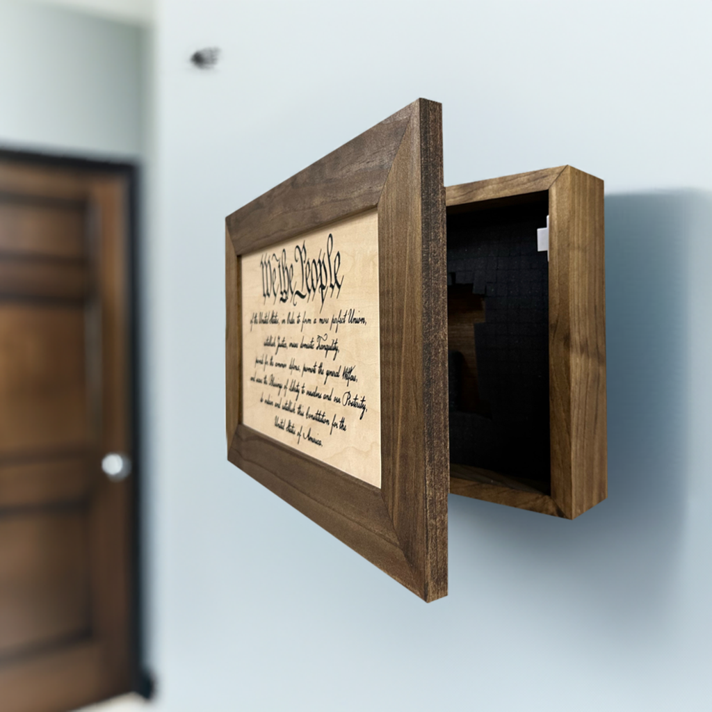 Hidden Gun Storage Cabinet We The People Constitution Preamble-Bluelinescg Safety and Security Products and Services