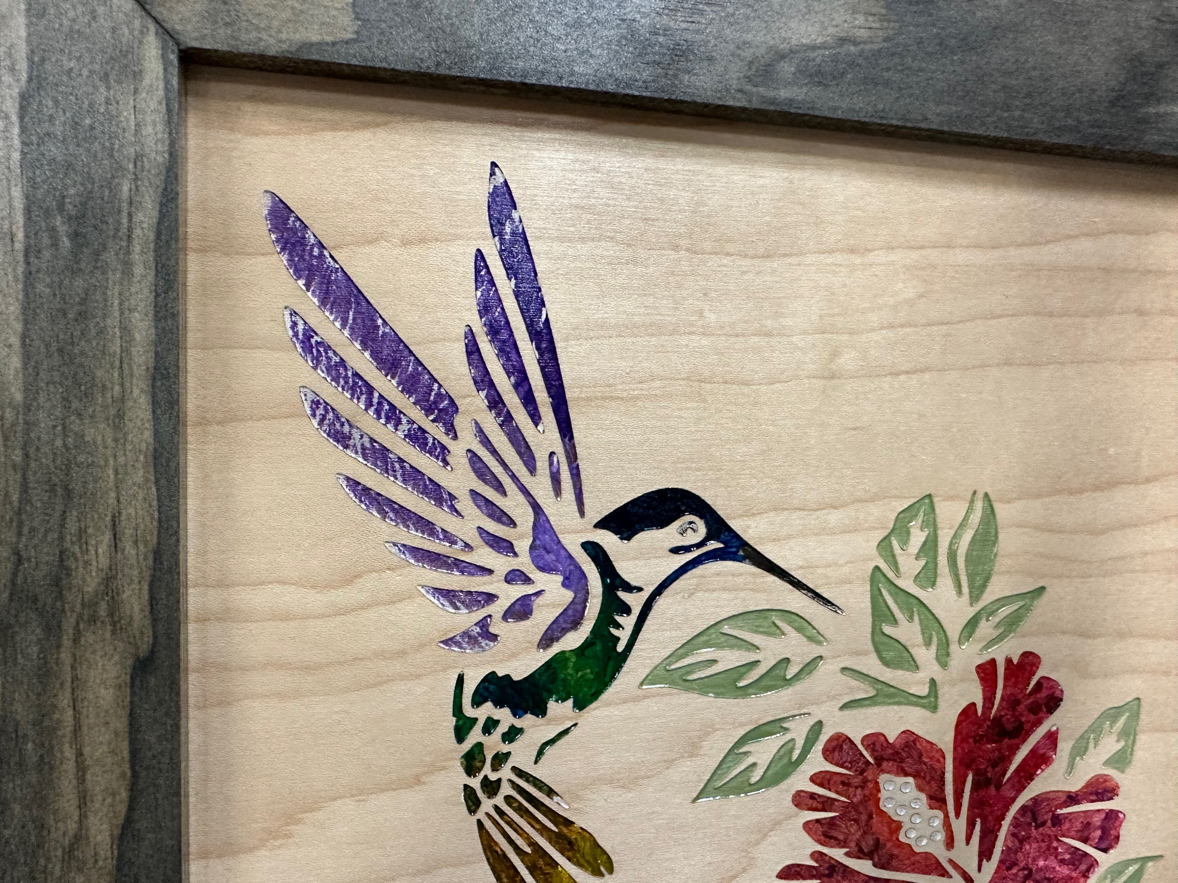 Decorative Wooden Gun Safe with Hummingbird and Hibiscus-Bluelinescg Safety and Security Products and Services
