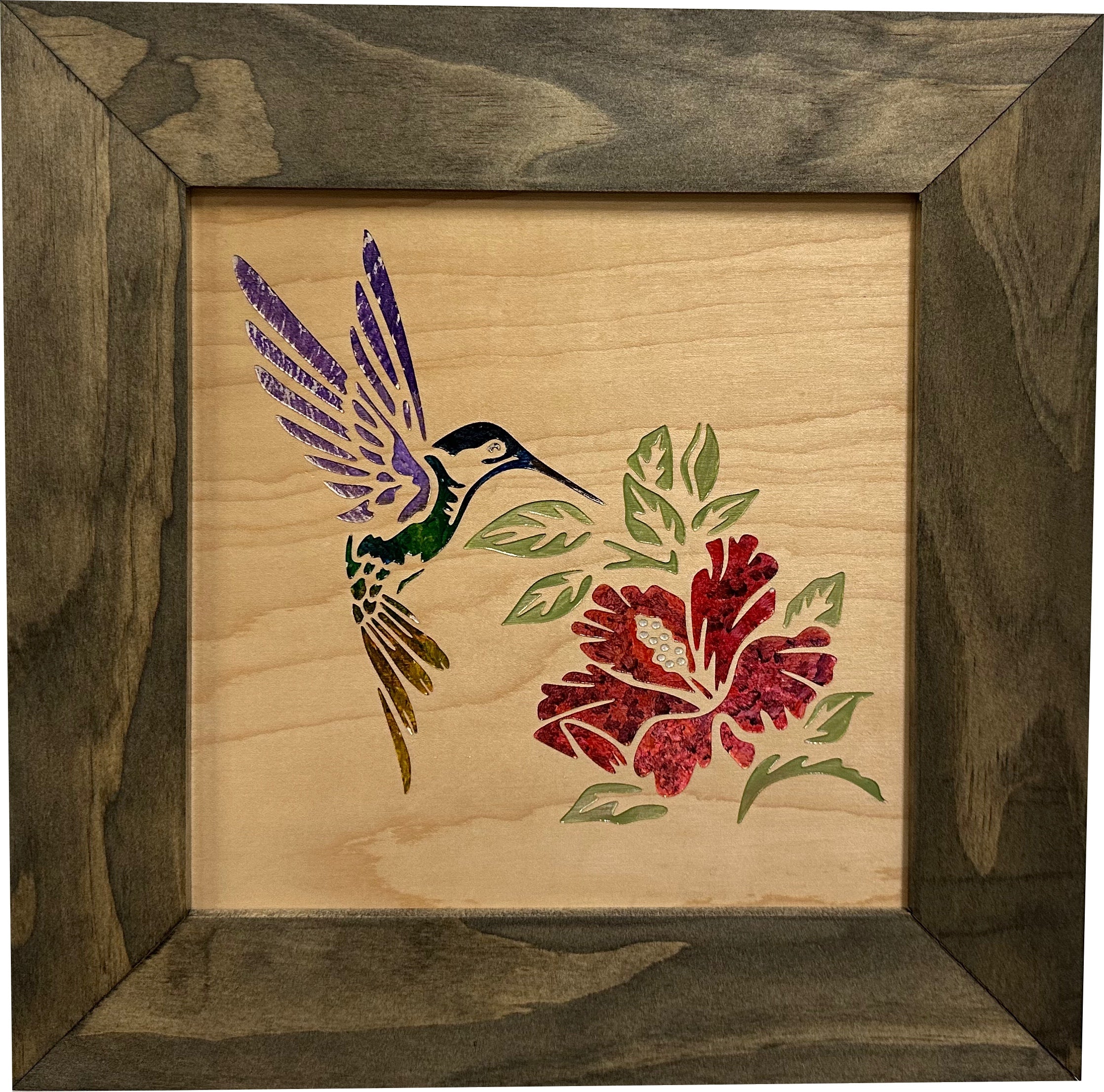 Decorative Wooden Gun Safe with Hummingbird and Hibiscus-Bluelinescg Safety and Security Products and Services