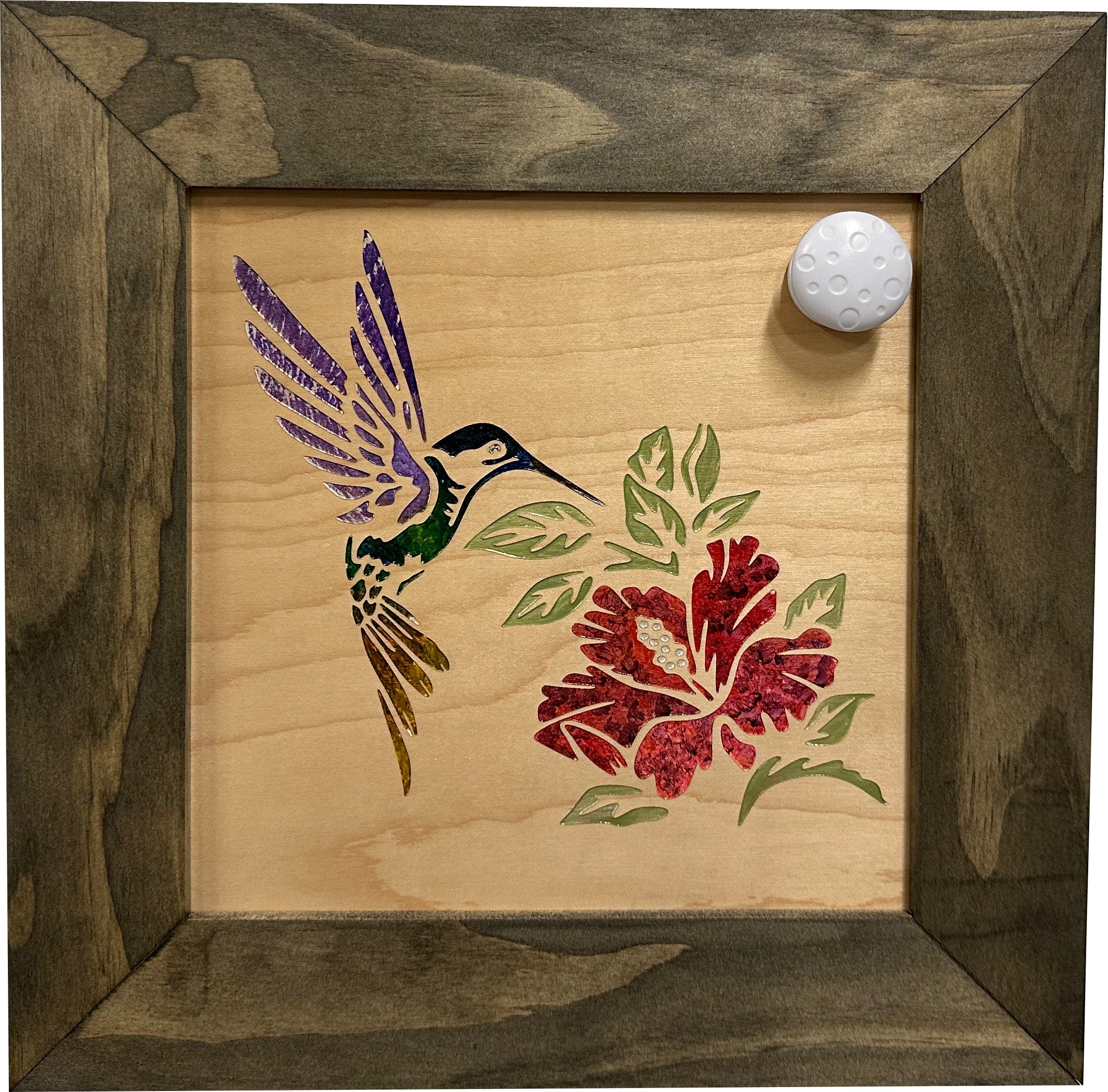 Decorative Wooden Gun Safe with Hummingbird and Hibiscus-Bluelinescg Safety and Security Products and Services
