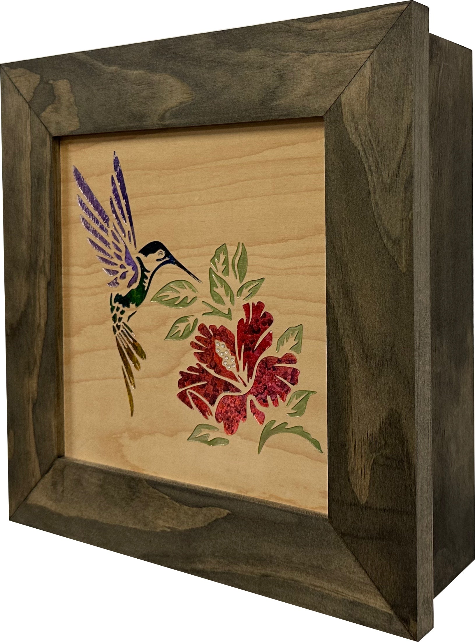 Decorative Wooden Gun Safe with Hummingbird and Hibiscus-Bluelinescg Safety and Security Products and Services