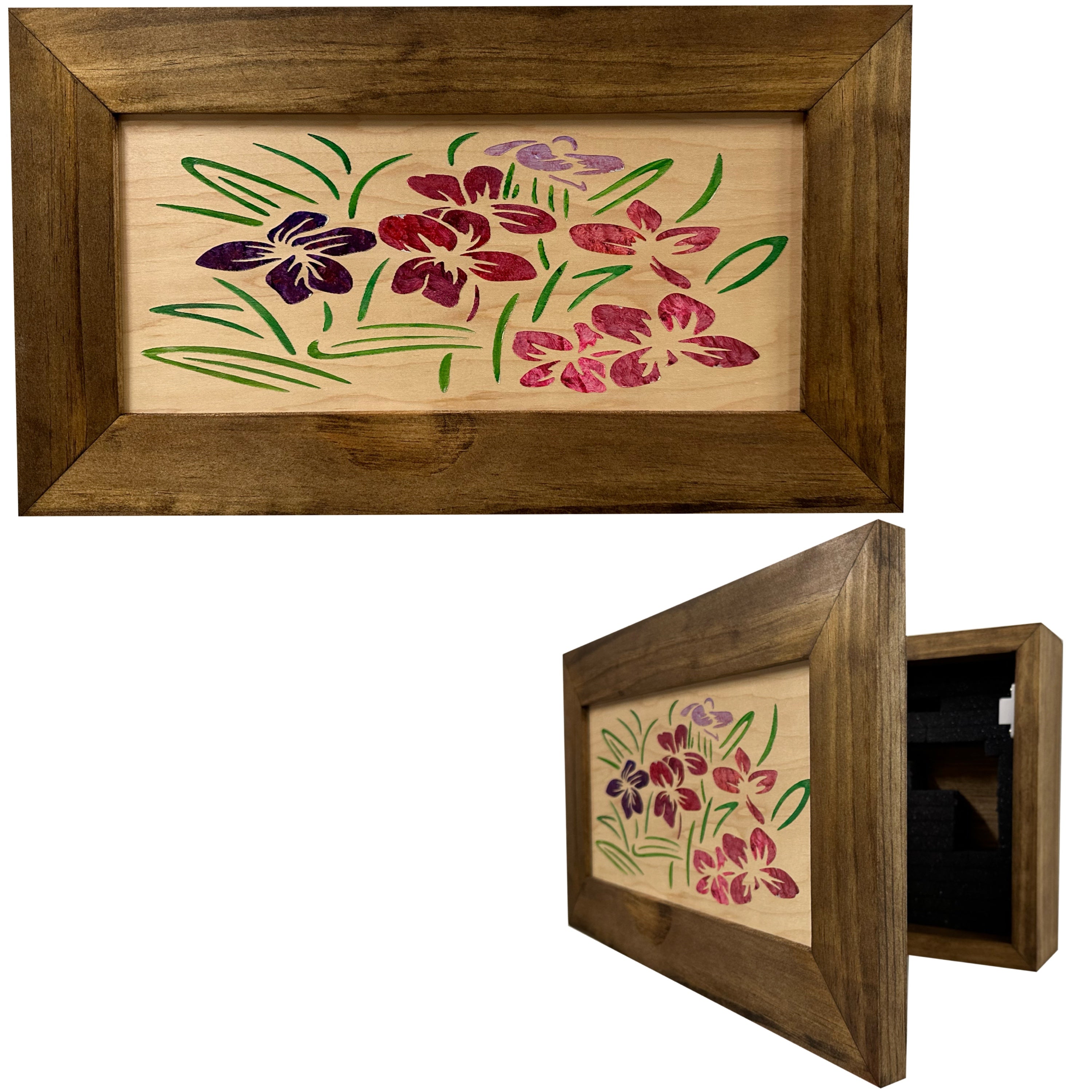 Hidden Gun Safe Just Flowers Wall Decoration - Wood Gun Cabinet To Securely Store Your Gun In Plain Sight by Bellewood Designs-Bluelinescg Safety and Security Products and Services