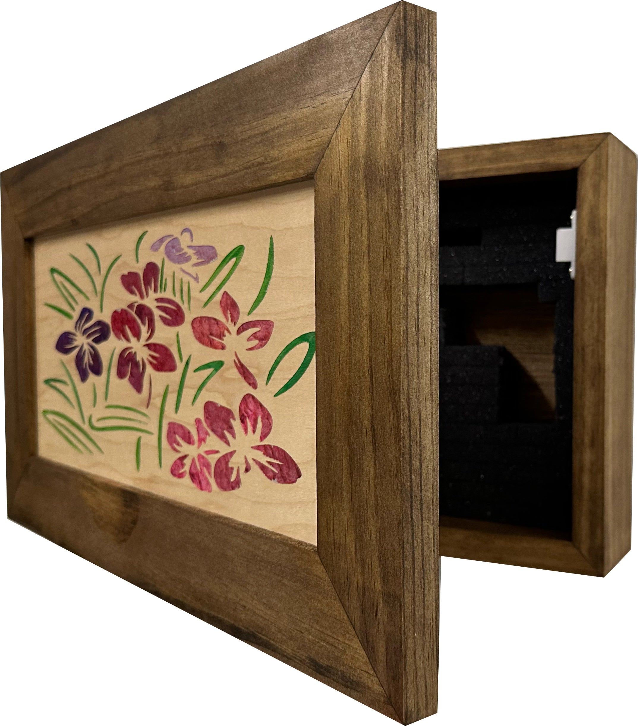 Hidden Gun Safe Just Flowers Wall Decoration - Wood Gun Cabinet To Securely Store Your Gun In Plain Sight by Bellewood Designs-Bluelinescg Safety and Security Products and Services